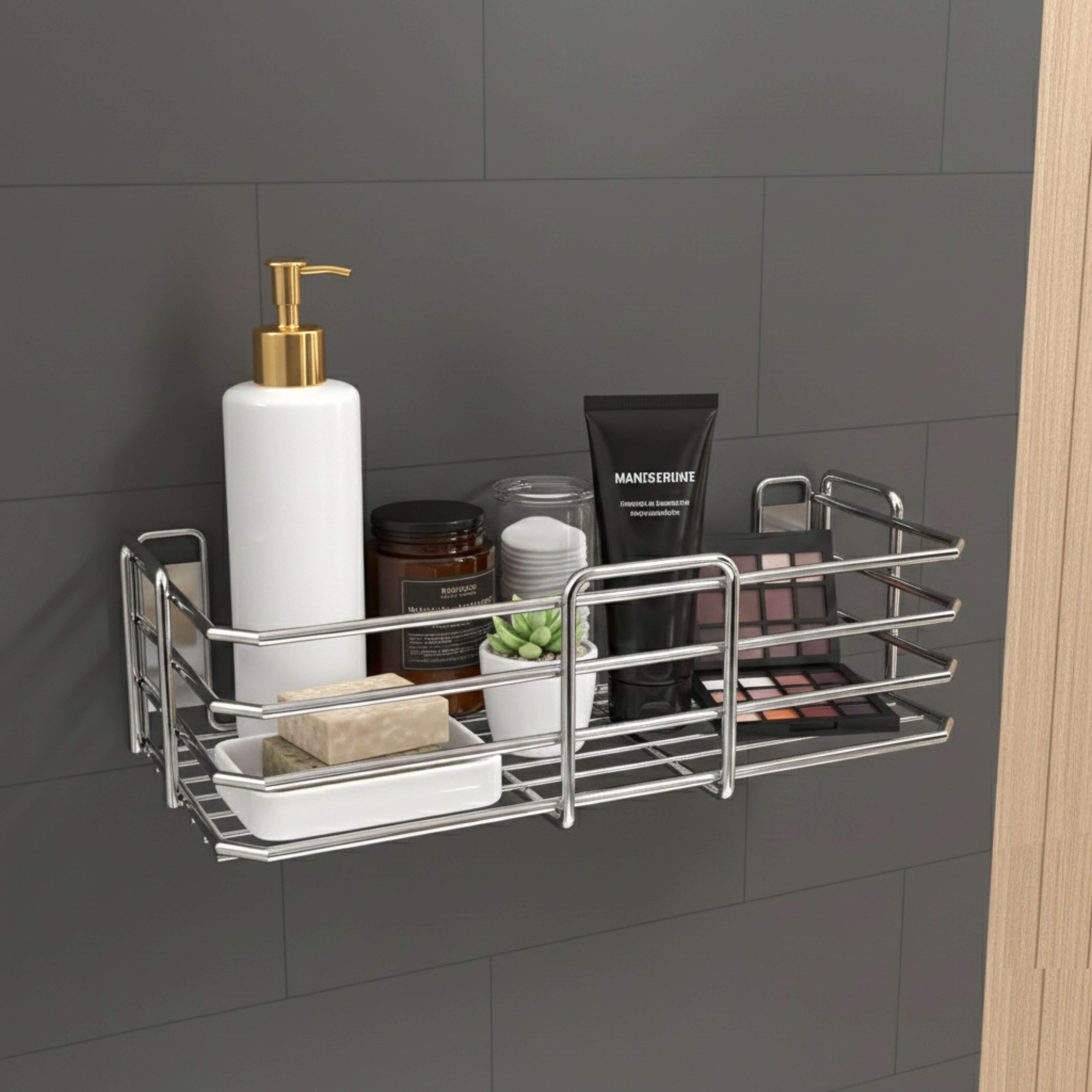 Multi Use Rack, Bathroom Shelf, Kitchen Shelf, Bathroom Stand (12X5 Inch) Stainless Steel Wall Shelf-image-13