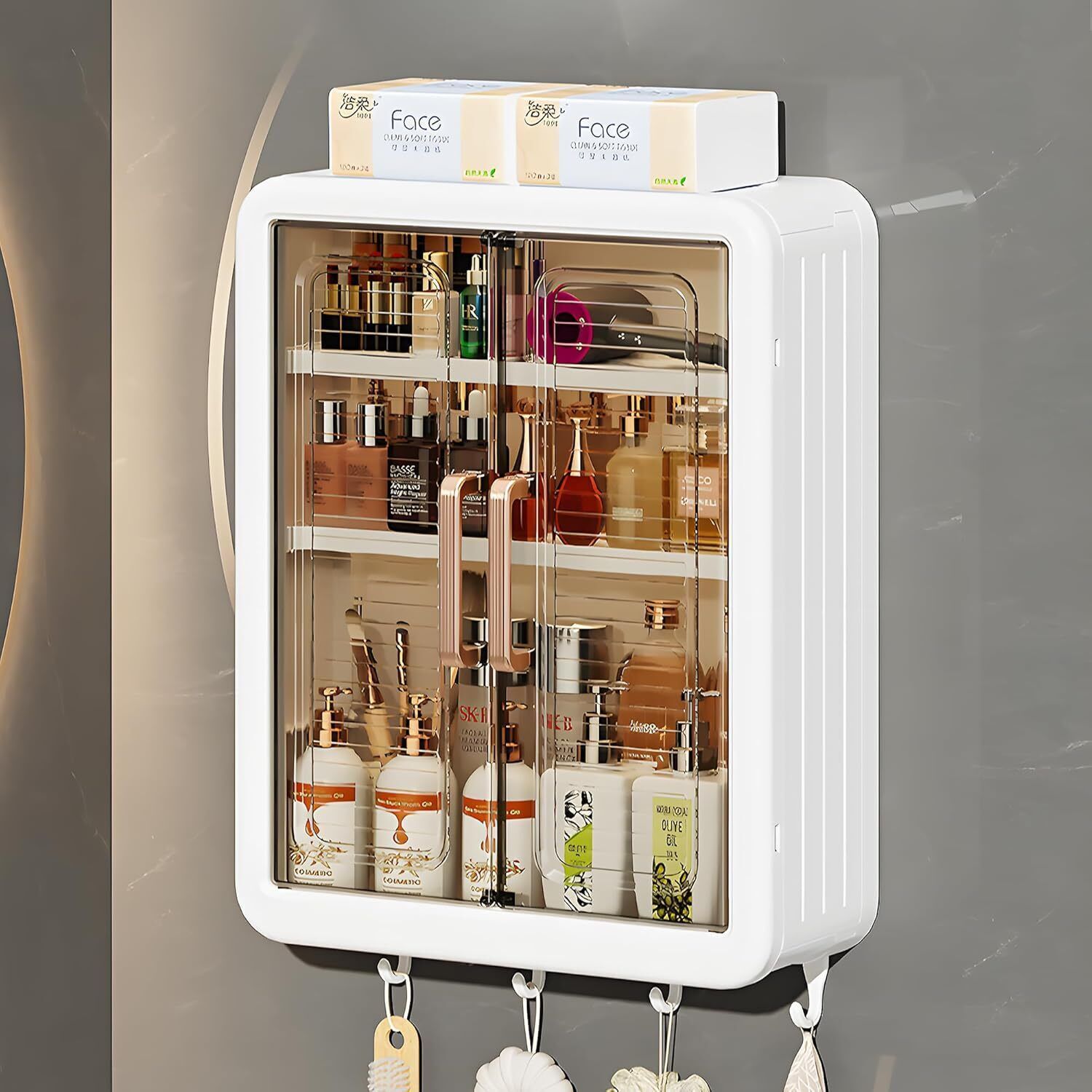Racks/Space Saving Storage Cabinet/Cabinet Organizer For Multipurpose Use Plastic Wall Shelf-image-4