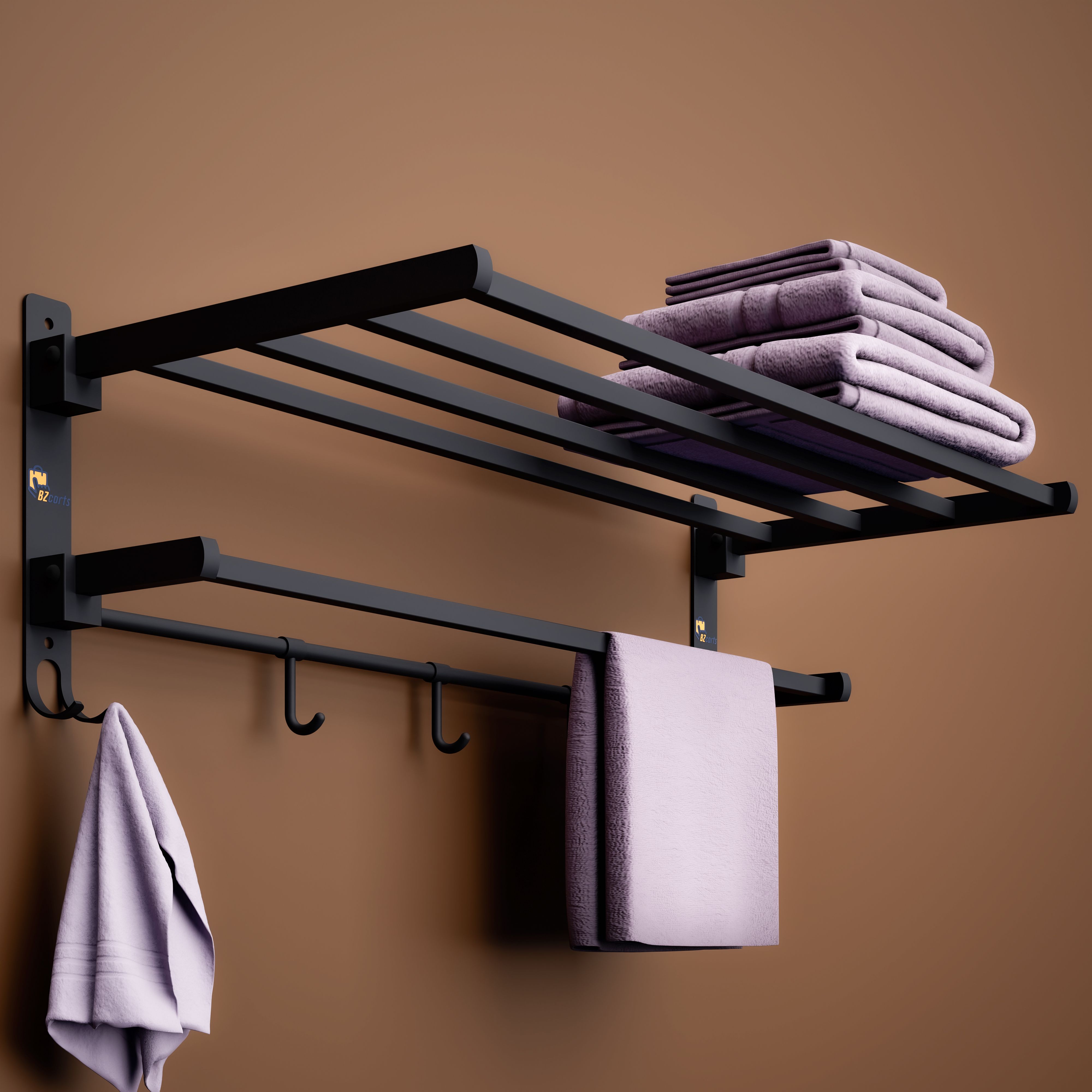 Black S.S. 304 Bathroom Stand | Bathroom Towel Hanger | Bathroom Accessories Matt Black Towel Holder-image-44