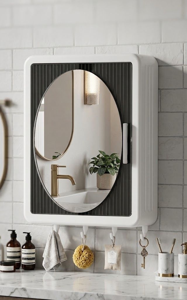 bathroom mirror cabinet Plastic Wall Shelf-image-17