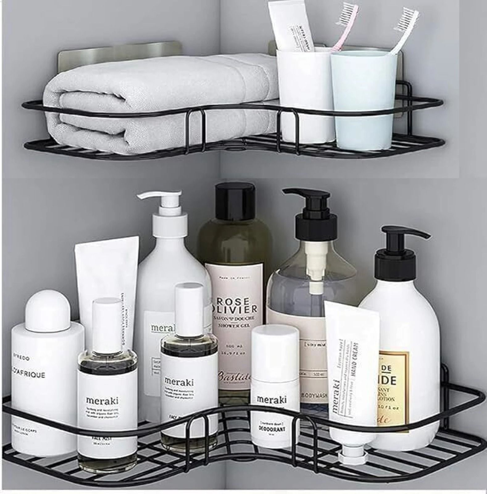 Multipurpose rustproof kitchen spice holder and corner bathroom rack Stainless Steel Wall Shelf-image-46