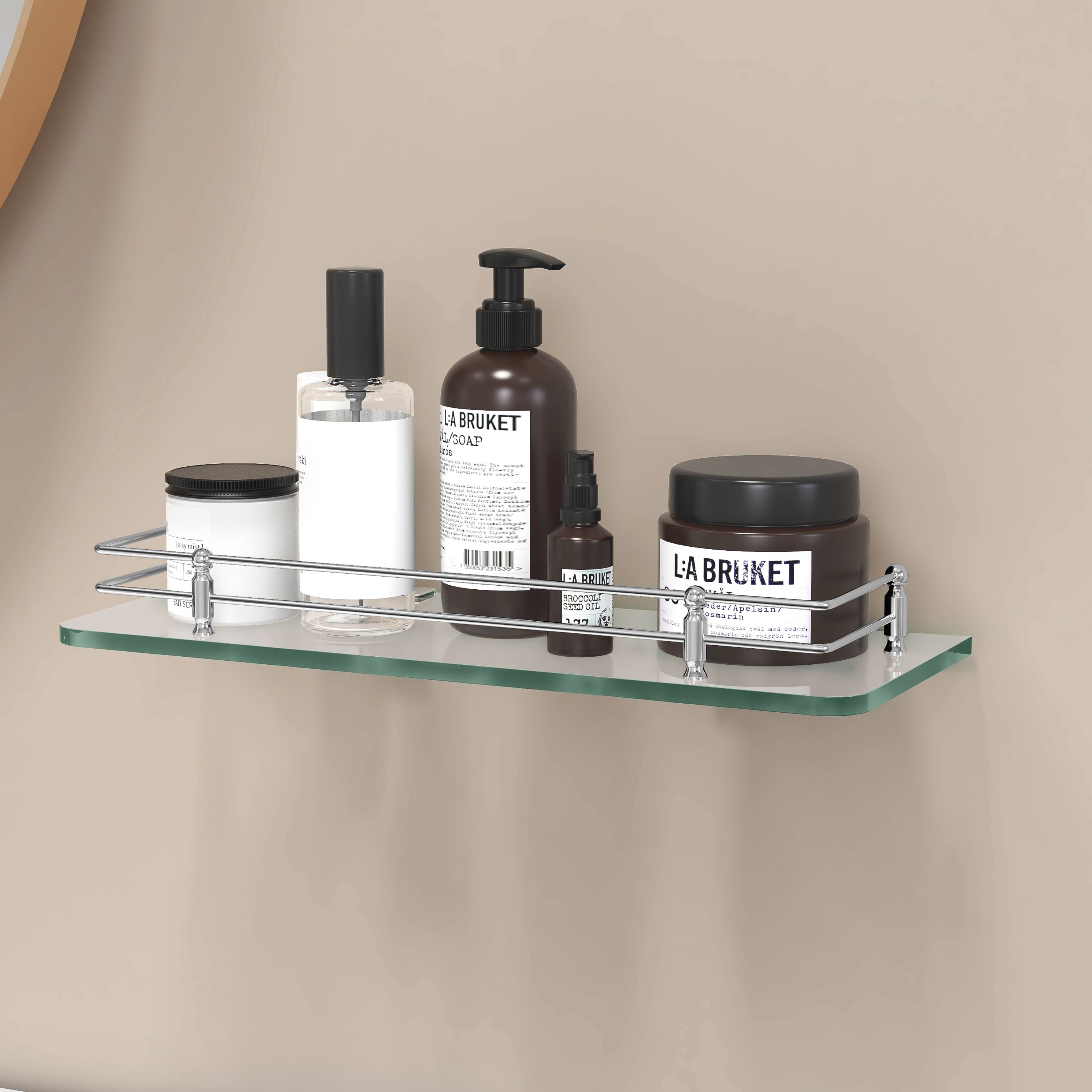 Premium Transparent Glass Shelf for Bathroom/Wall Shelf/Storage Shelf(15x6 Inch) Glass Wall Shelf-image-42