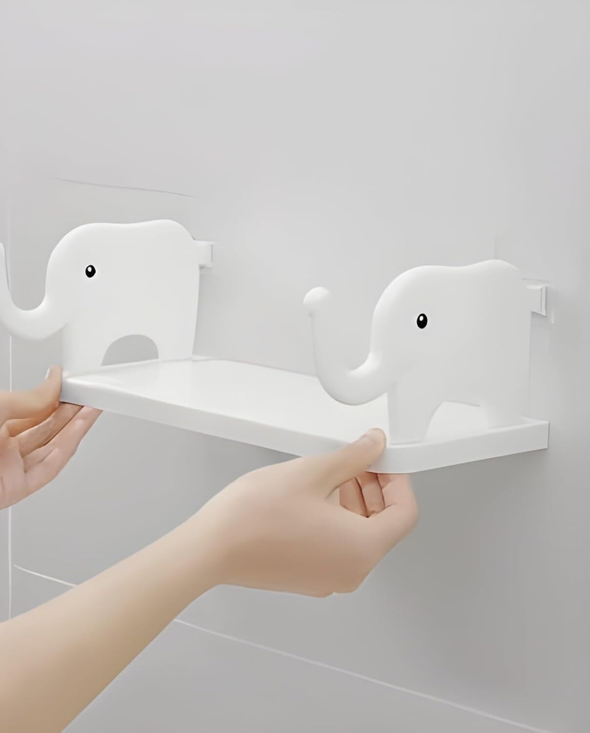 Home Decore Elephant Shape Wall Shelf Rack Adhesive Floating Shelf Plastic Wall Shelf-image-34