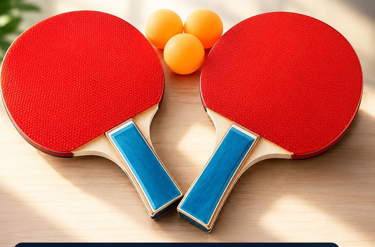Racket Set with 3 Balls - 2 Premium 7-Ply Pure Wood Ping Pong Paddle Blue Table Tennis Racquet-image-14
