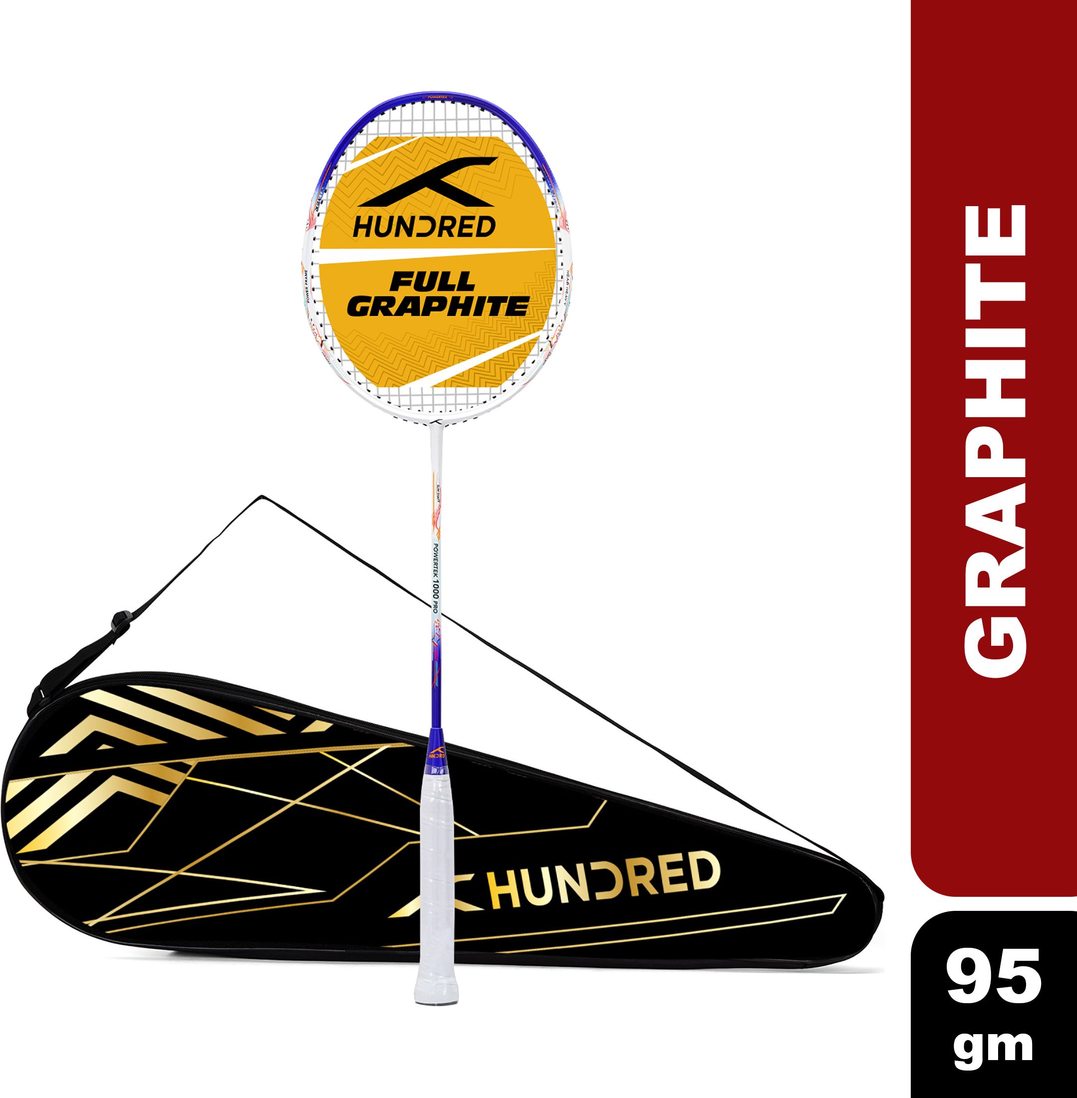 Powertek 1000 Pro Full Graphite Shaft White Strung Badminton Racquet-image-5