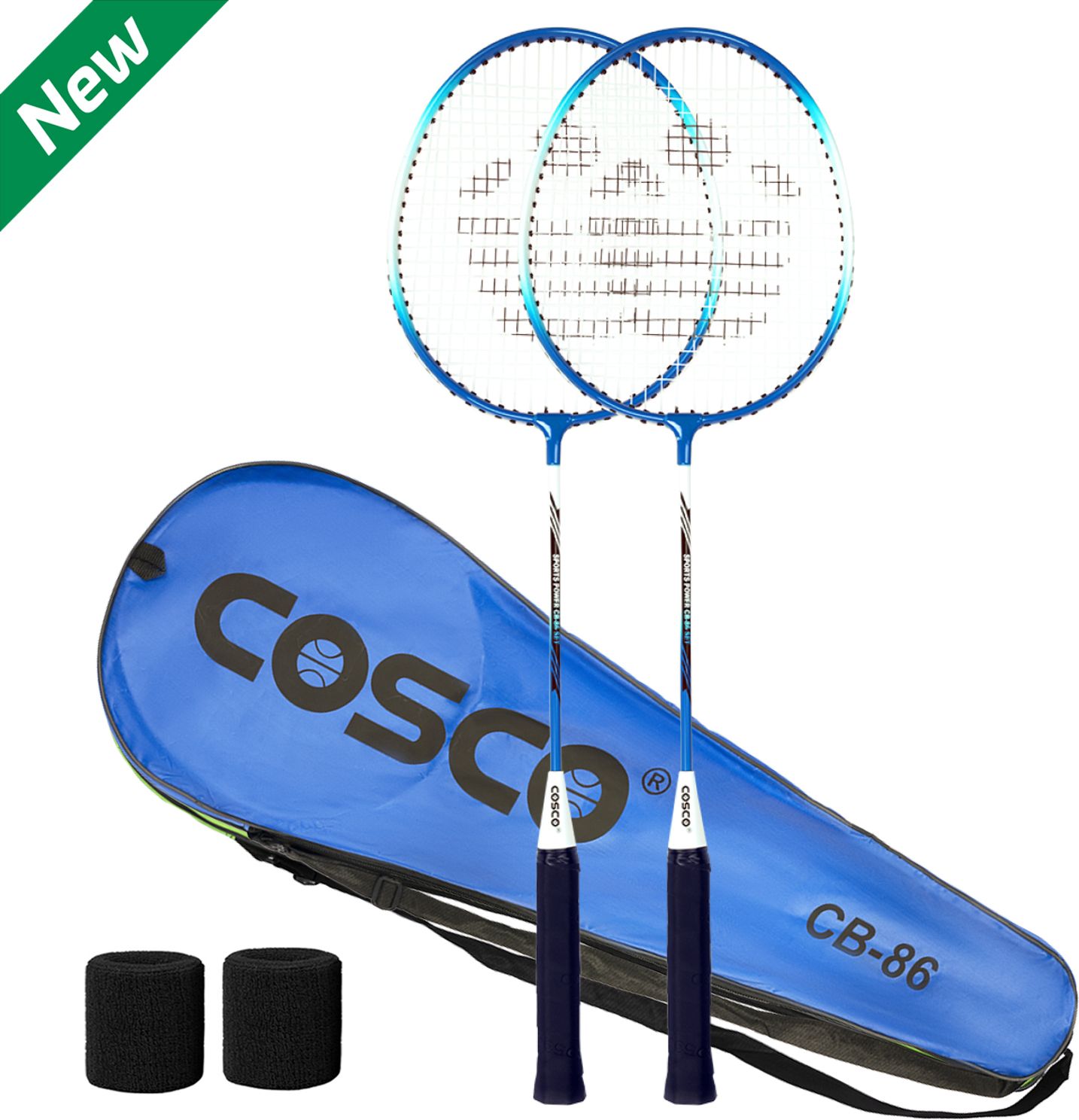 2 racquet, cb-86 racket, 18-20 lbs, 100 gms, aluminium frame, wrist band, combo Blue Strung Badminton Racquet-image-46