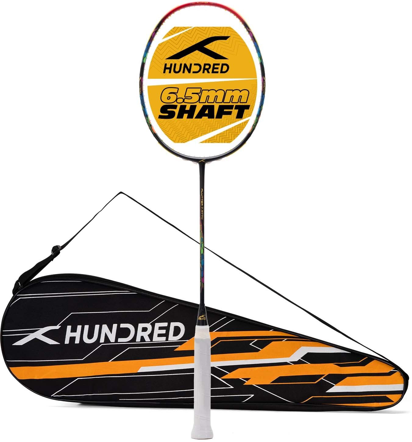 hundred Flutter 7 Attk XS Shaft 6.5mm Black, Red Unstrung Badminton Racquet-picture-2