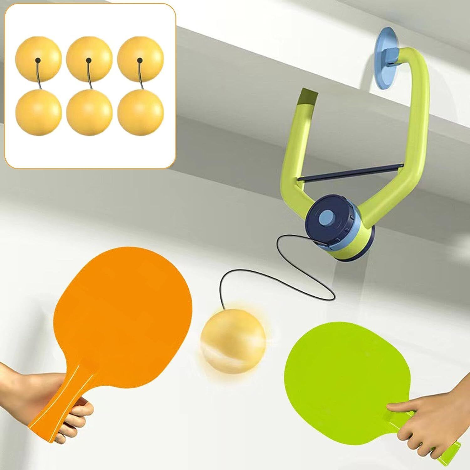 countrylink Portable Indoor Hanging Table Tennis with Balls Interaction Birthday Six Ball Multicolor Table Tennis Racquet-picture-35