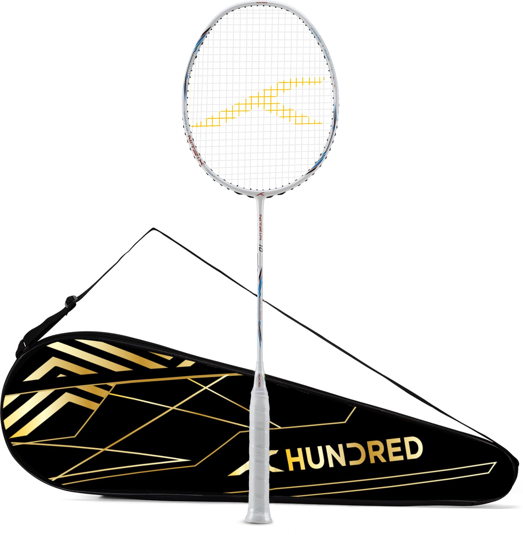 hundred Nitrix 10 Badminton Racket 4U (Strung) | Attacking Racket | Full Cover Included White Strung Badminton Racquet-picture-12
