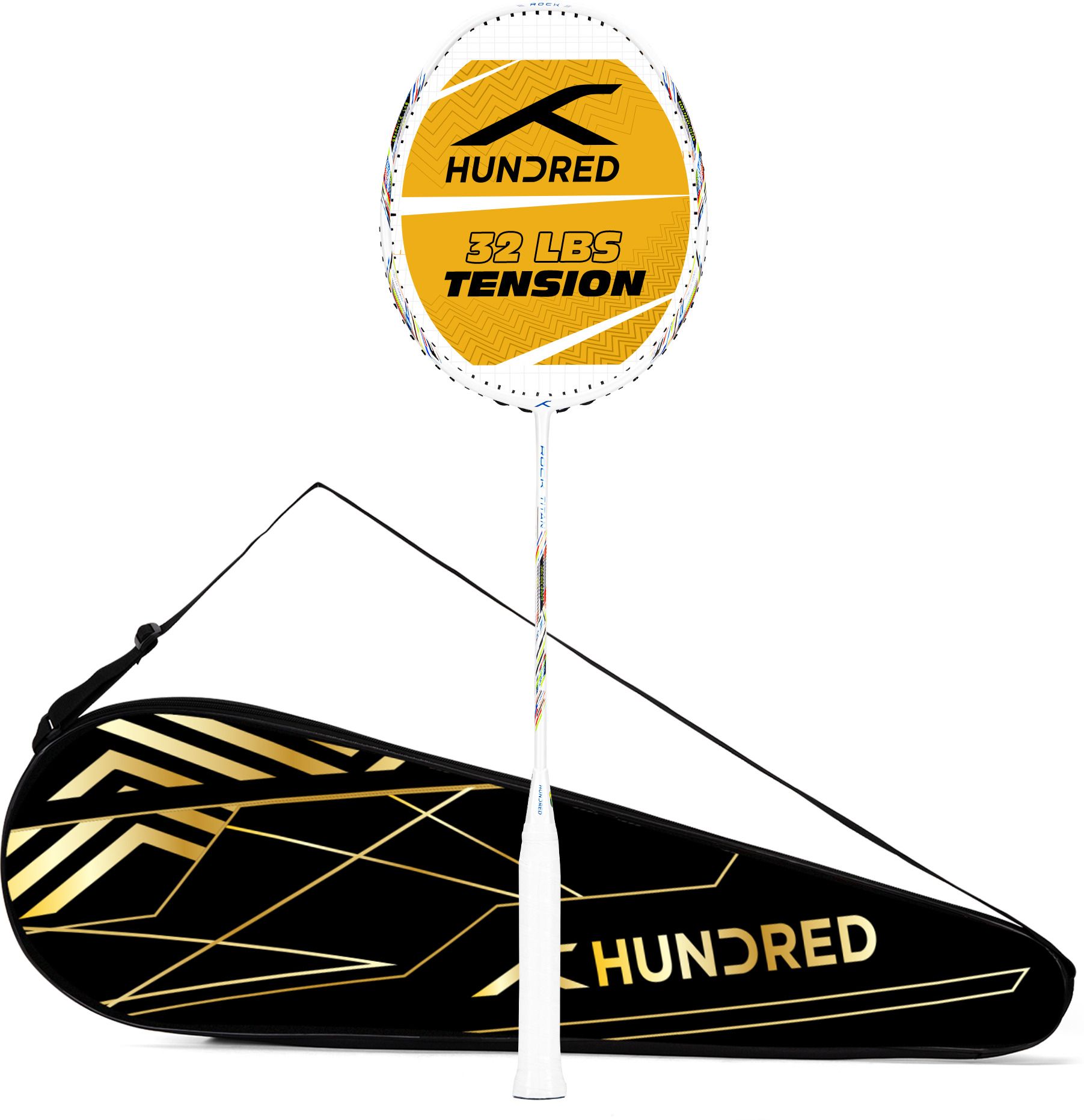 hundred Rock Titan (5U) White Strung Badminton Racquet-picture-10
