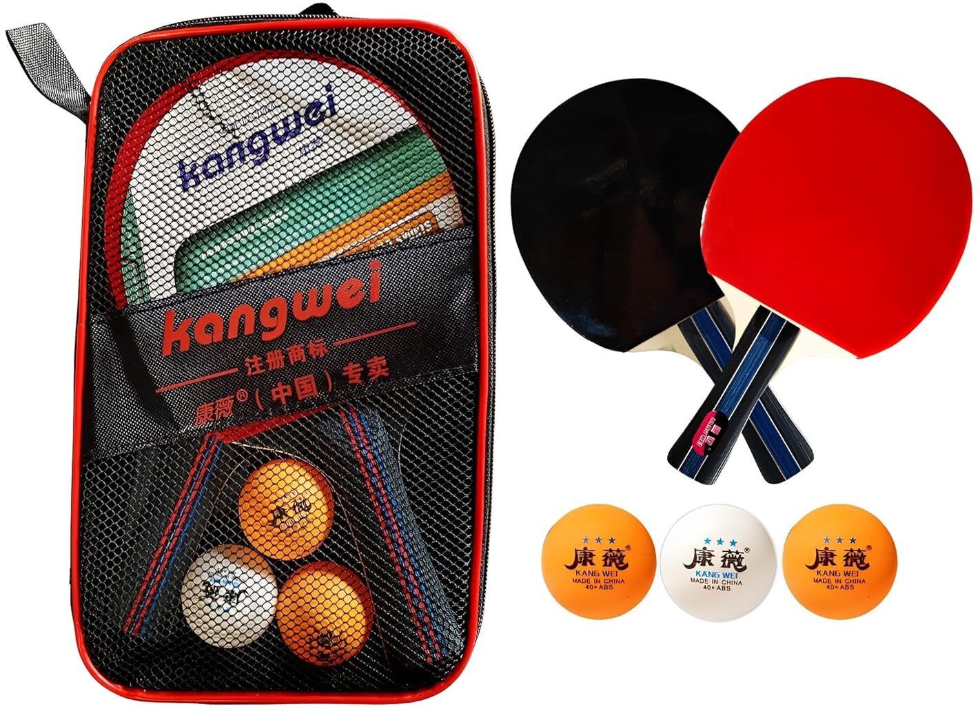 udki Table Tennis Racquet Set (3 Balls, 2 Ping-Pong Rackets with Carry Bag) Multicolor Table Tennis Racquet-picture-22