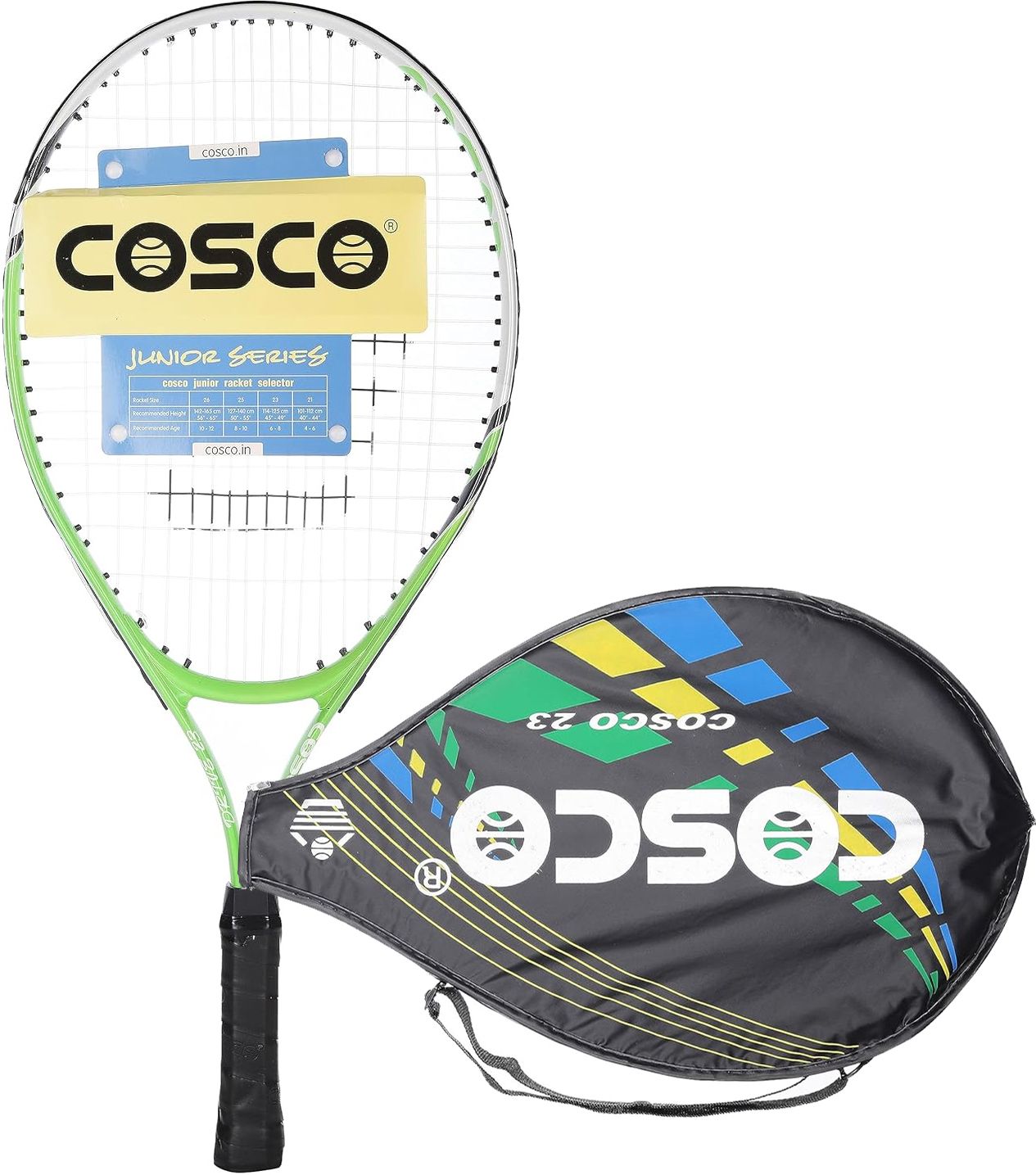 23 Tennis Racket Junior Size, Aluminium Racket (23 Inches) ¾ Cover (Alloy Steel) Multicolor Strung Tennis Racquet-image-18