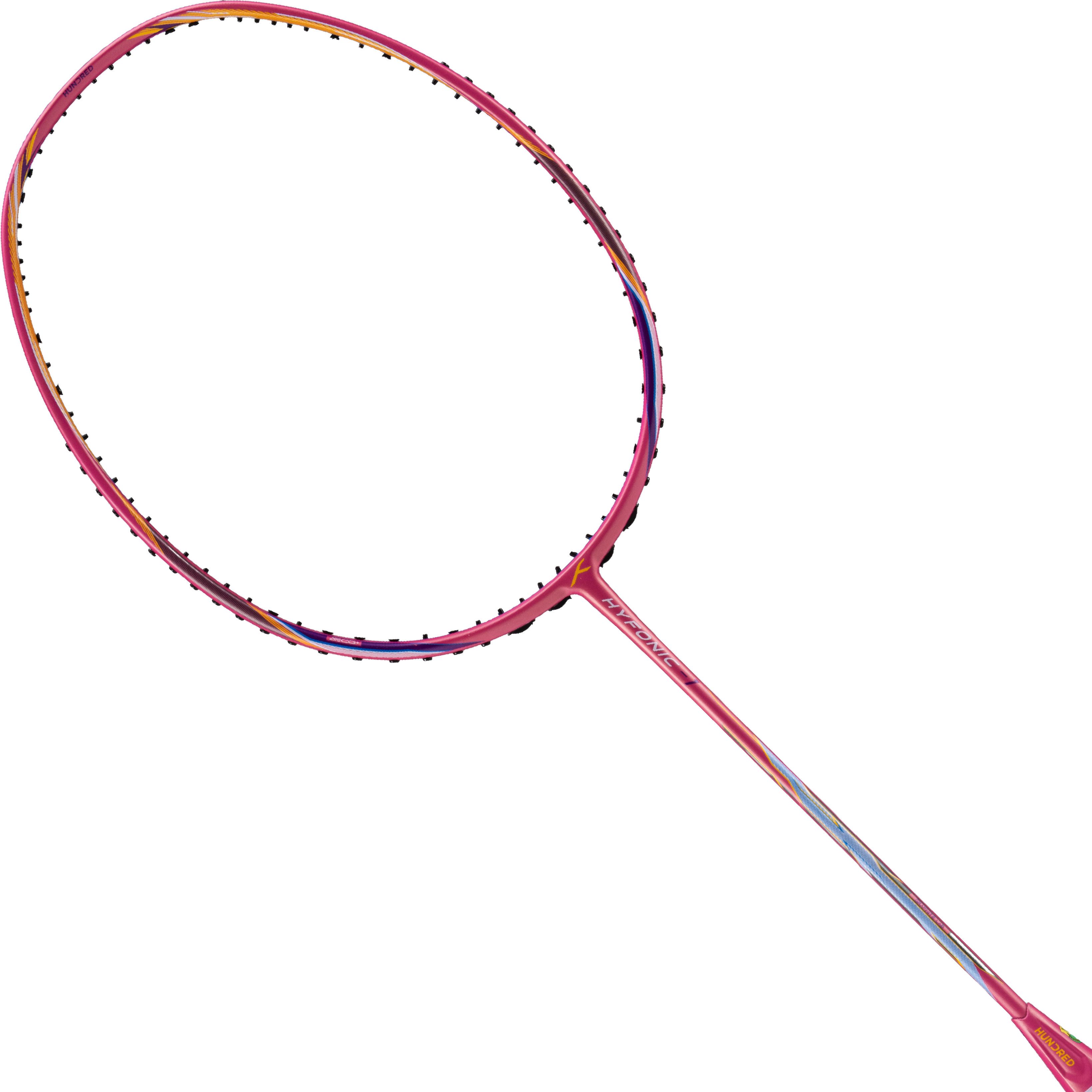 hundred Hyfonic 1 Badminton Racket 4U (Strung) | Precision Racket | Full Cover Included Pink Strung Badminton Racquet-picture-47