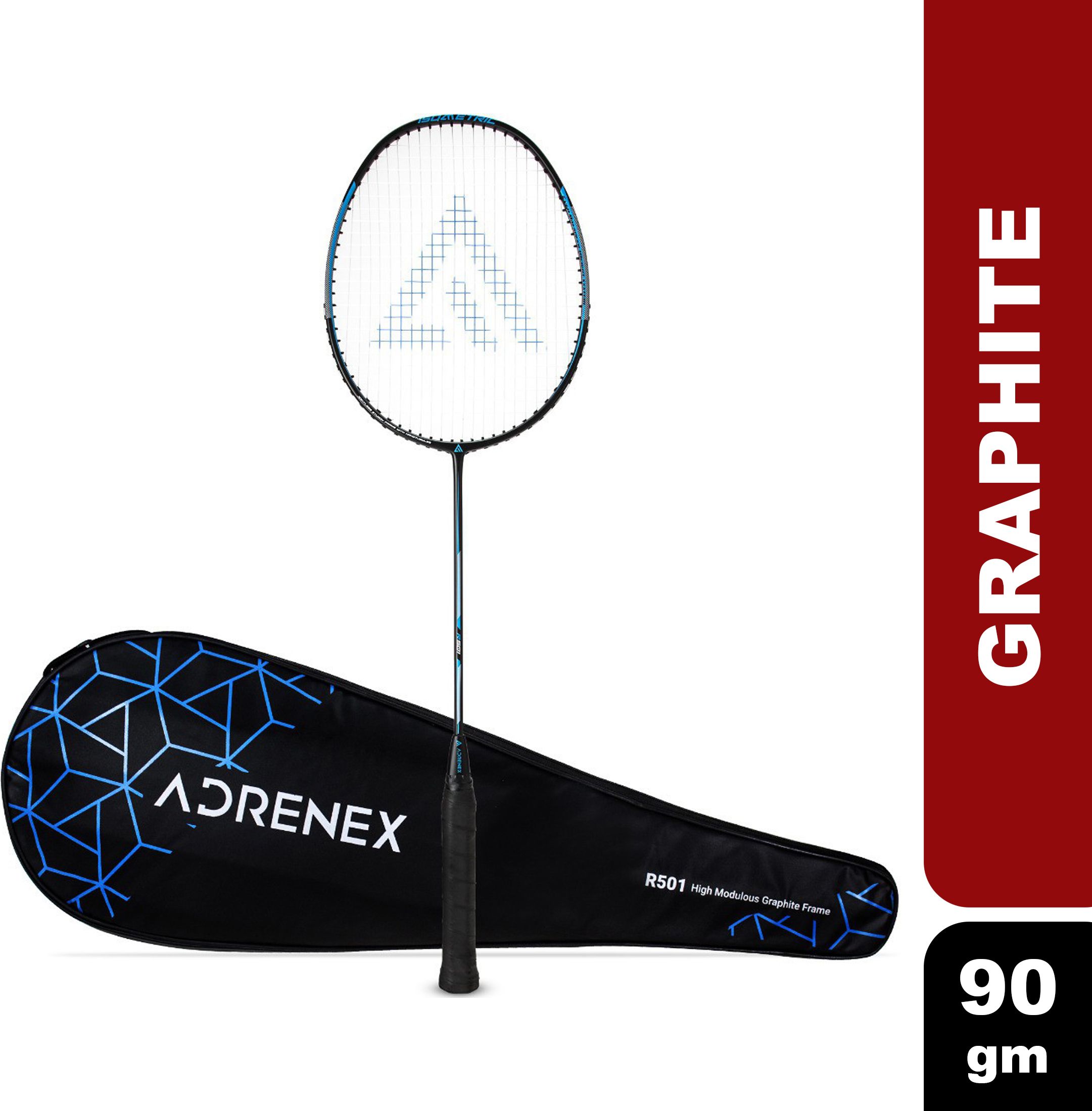 R501 Black, Blue Strung Badminton Racquet