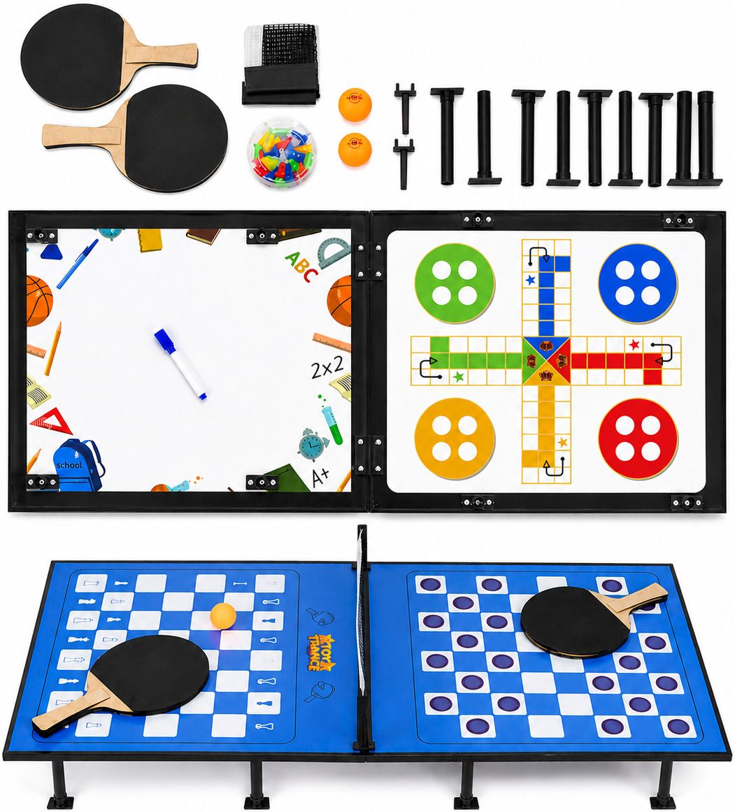 5-in-1 Mini Ping Pong, Ludo & Whiteboard Game Set Multicolor Table Tennis Racquet-image-39