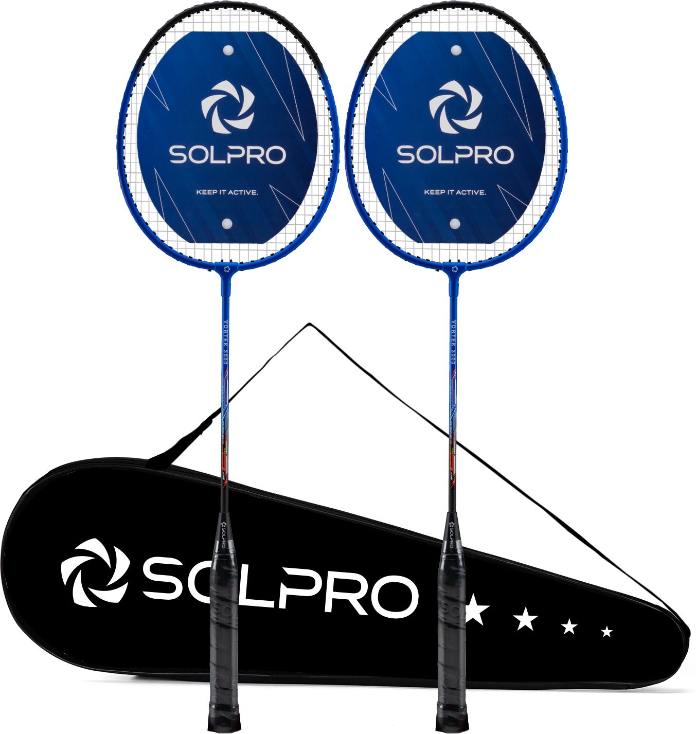 solpro VORTEK 3000 Badminton Racket Set (2 Pcs) with Full Cover Bag Black Strung Badminton Racquet-picture-23