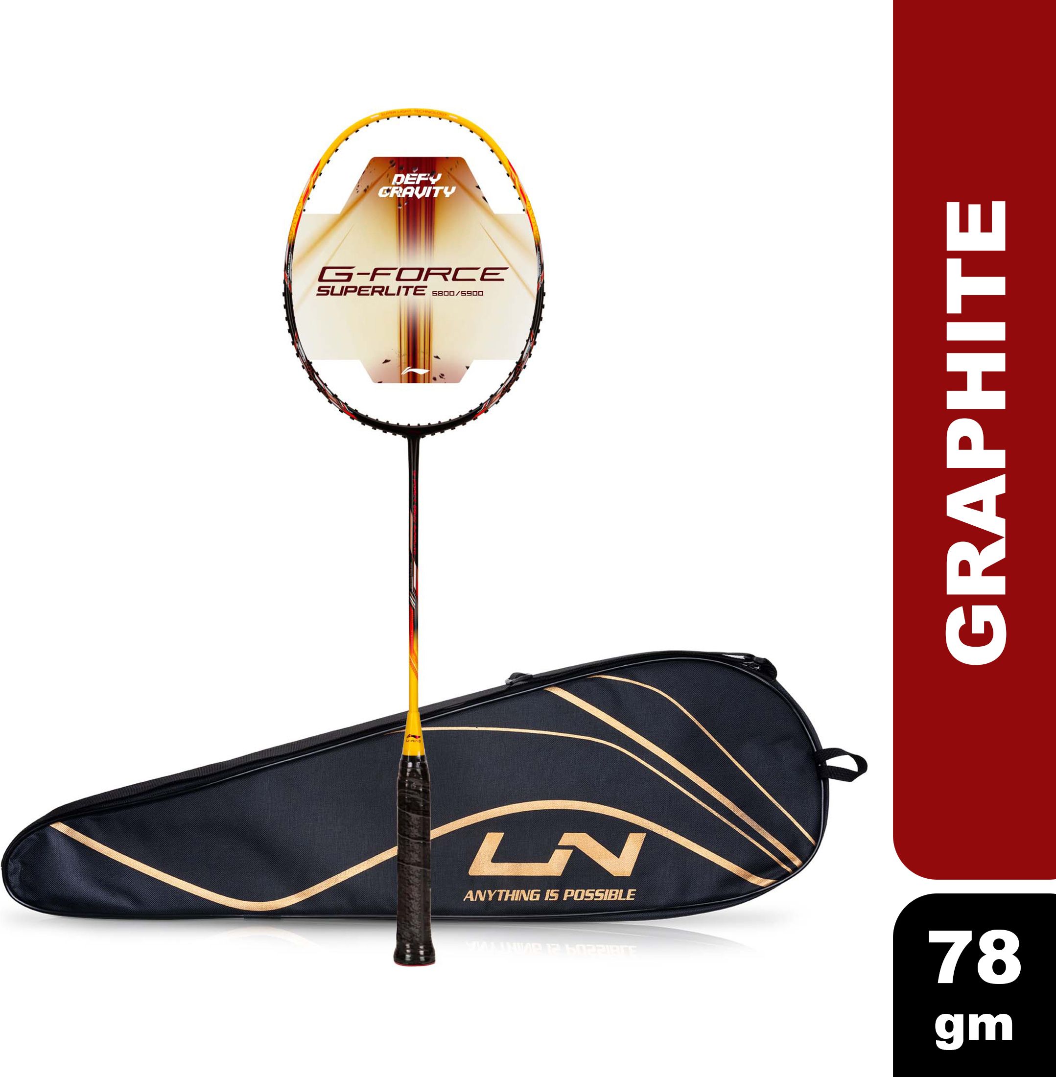 li-ning G-Force 5800 Superlite / 78 grams / G6 Black, Yellow, Red Unstrung Badminton Racquet-picture-20