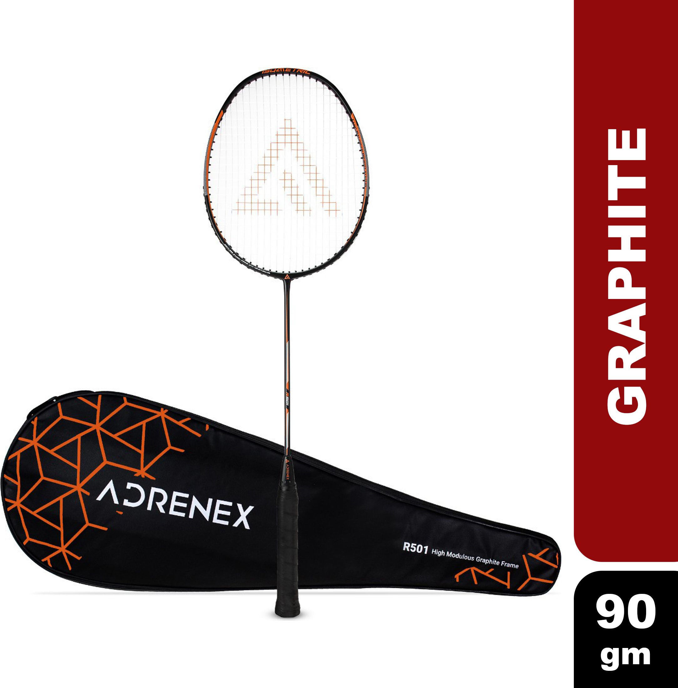 R501 Black, Orange Strung Badminton Racquet