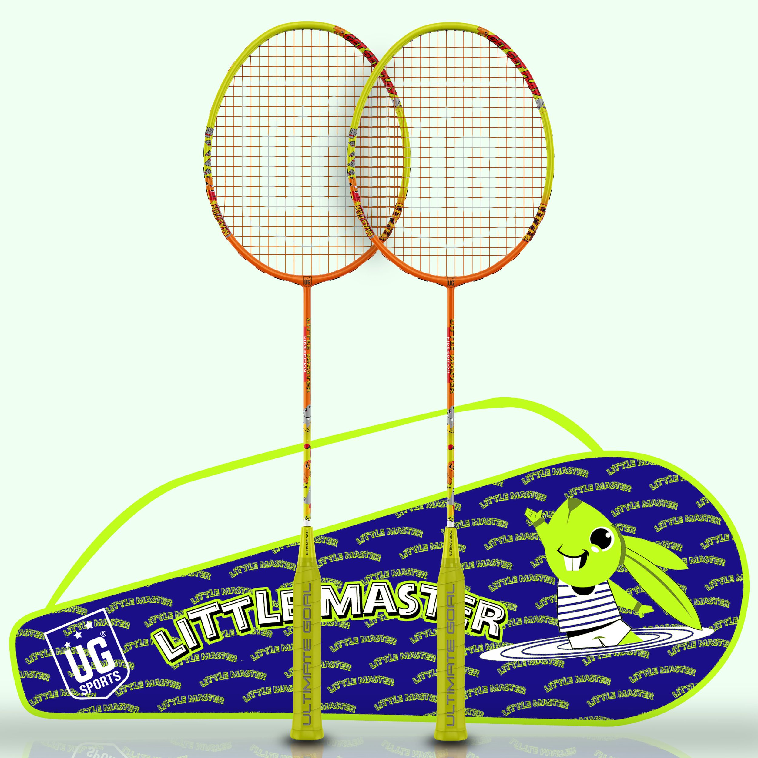 ultimate goal Pair of Aluminium Badminton with Cover For Kids | String Tension 28 LBS Orange Strung Badminton Racquet-picture-7