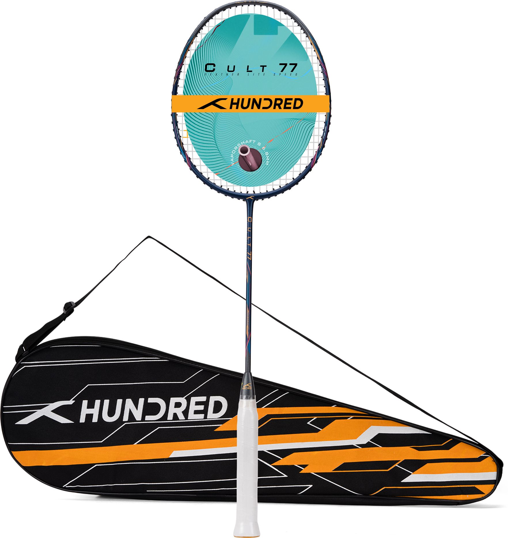 hundred Cult 77 Feather Lite Swings Blue, Grey Strung Badminton Racquet-picture-17
