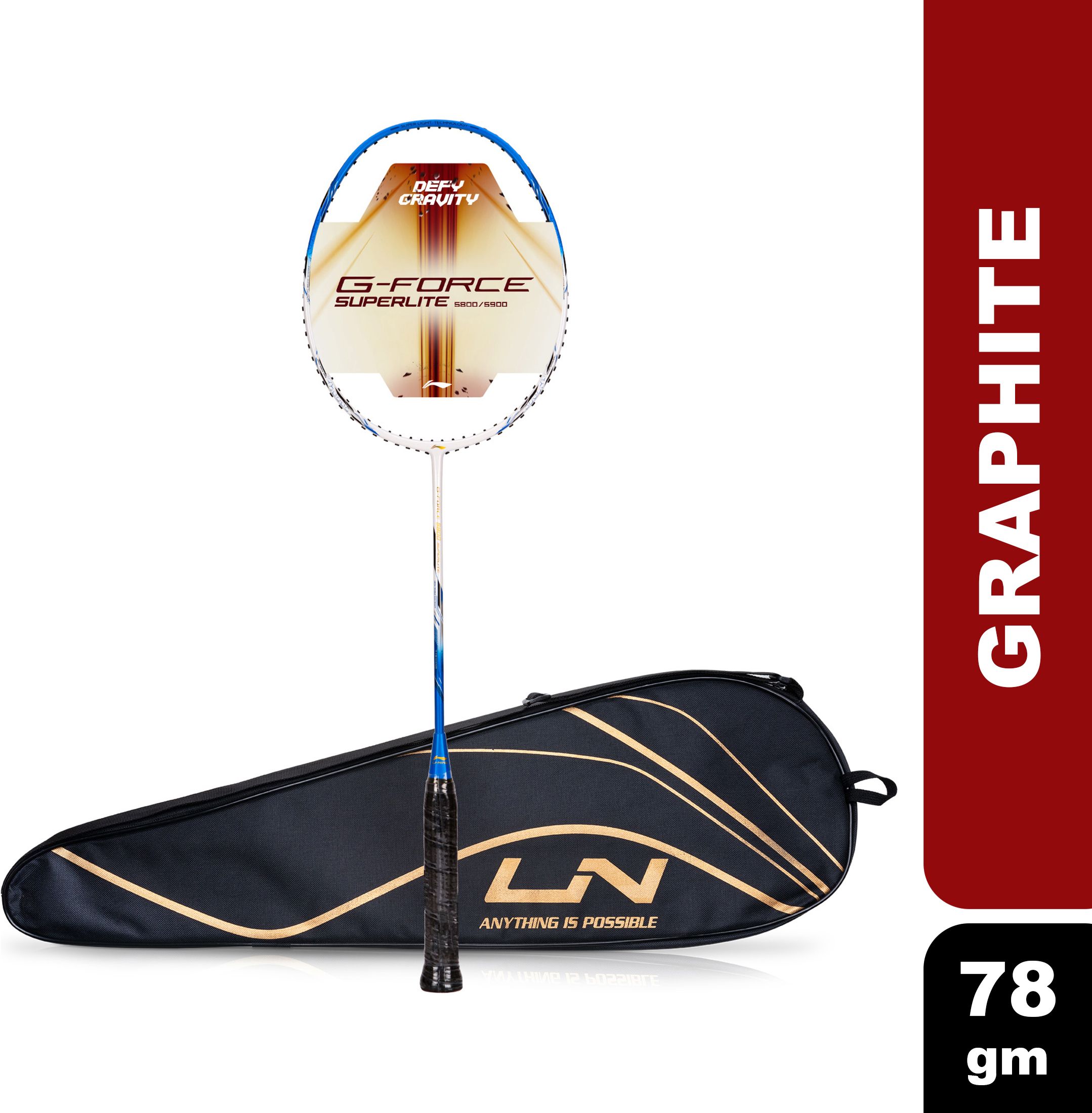 li-ning G-Force 5800 Superlite / 78 grams / G6 White, Blue, Black Unstrung Badminton Racquet-picture-13