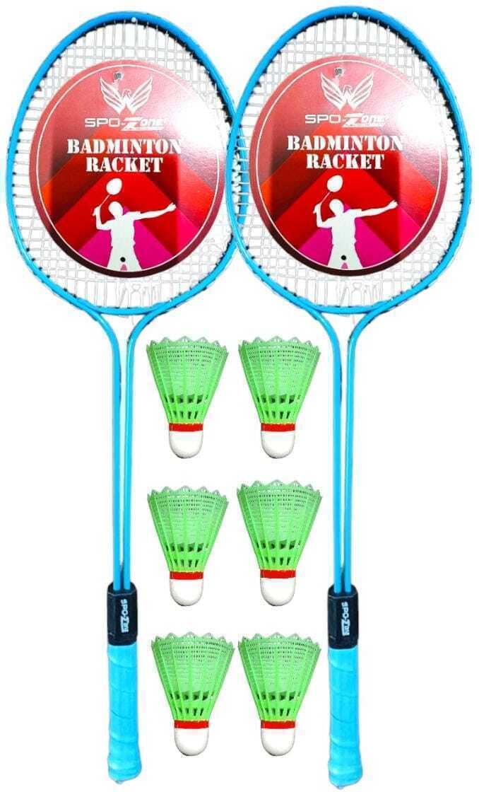 laksh sports Badminton racket Set Of 2 pcs kit set with 6 Nylon Shuttle combo Multicolor Strung Badminton Racquet-picture-11