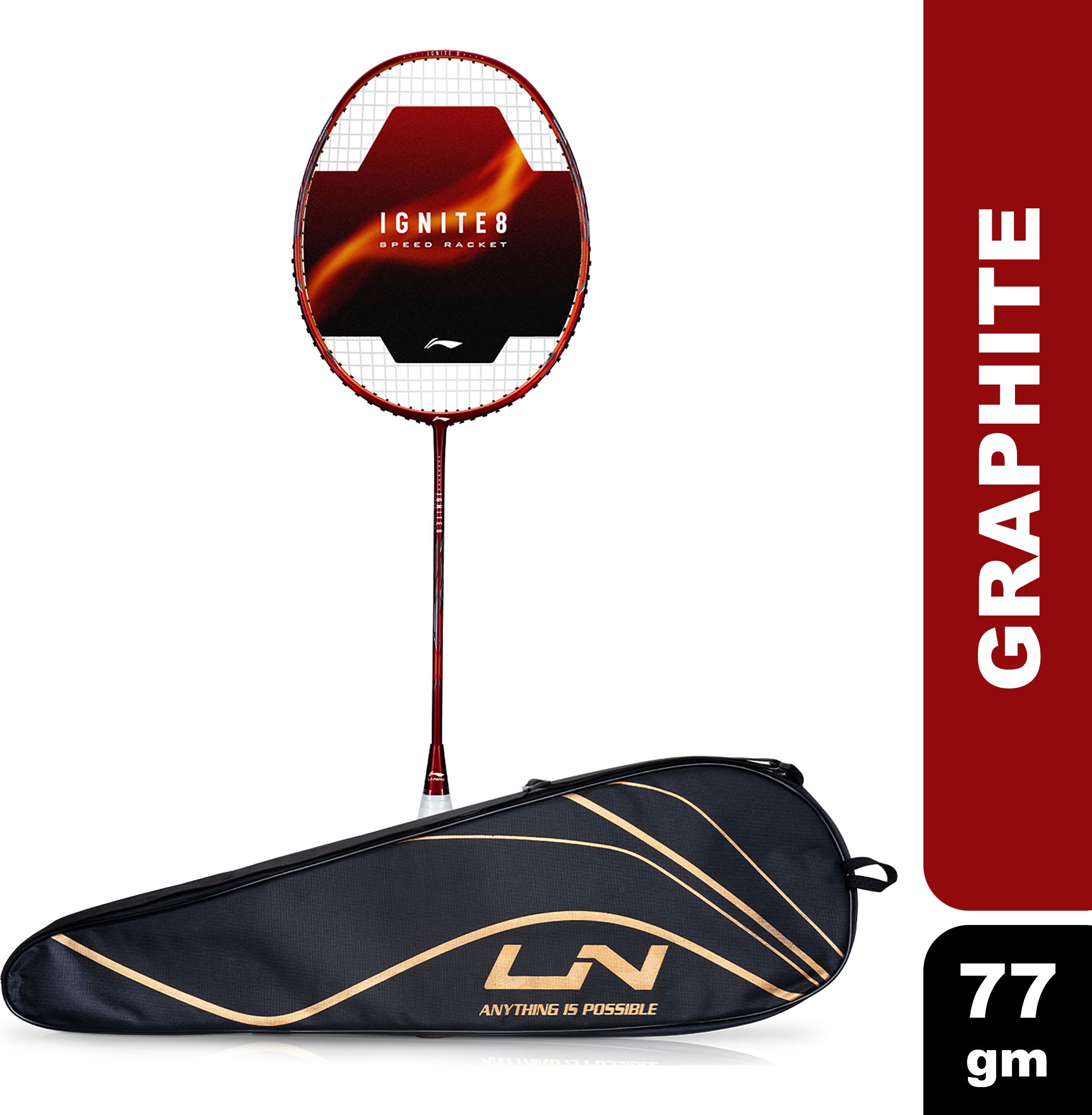 Ignite 8 Japanese Carbon Graphite Red, Gold Strung Badminton Racquet-image-41