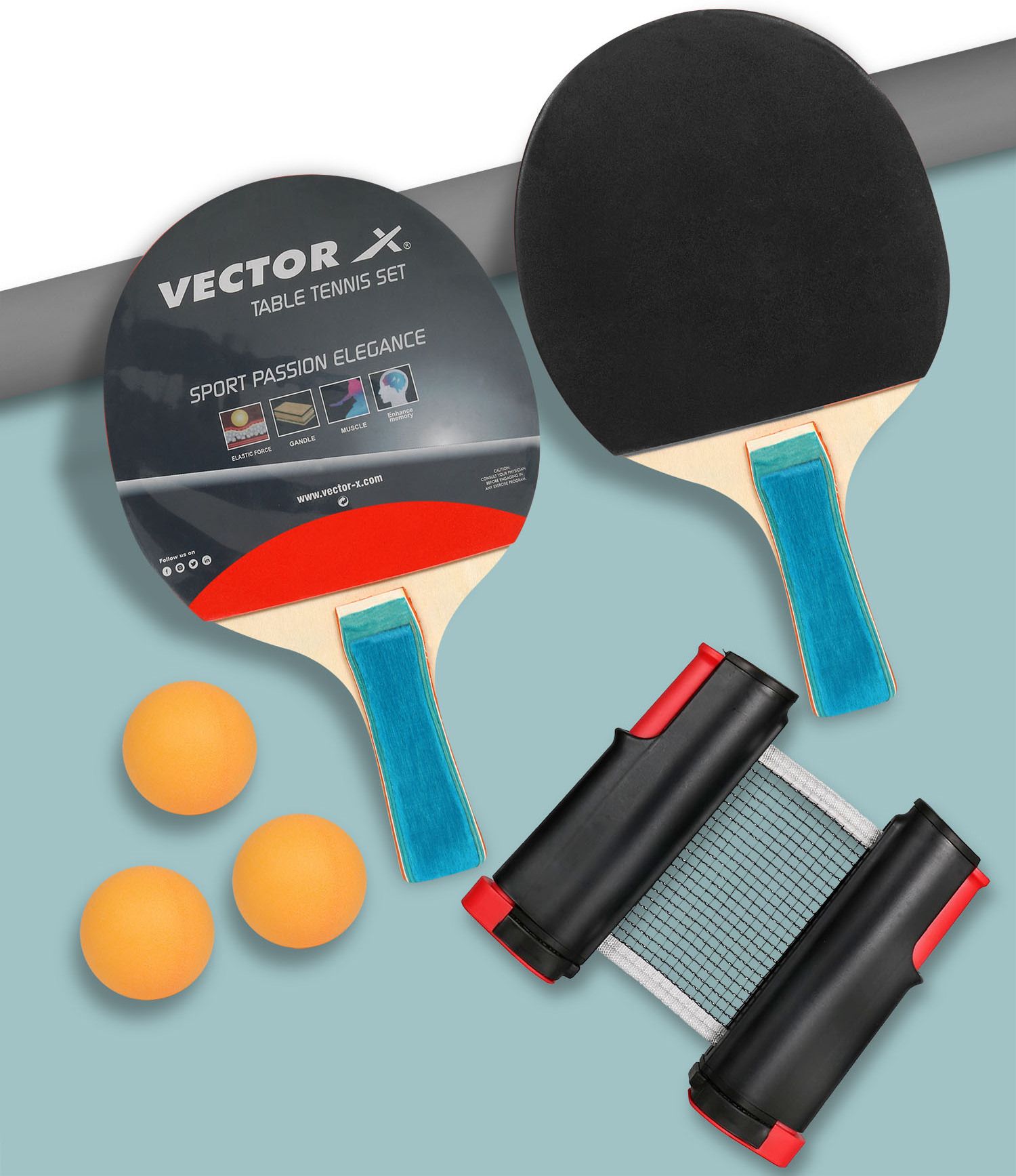 vector x Table Tennis Racquets Set With Portable Net Black Table Tennis Racquet-picture-44