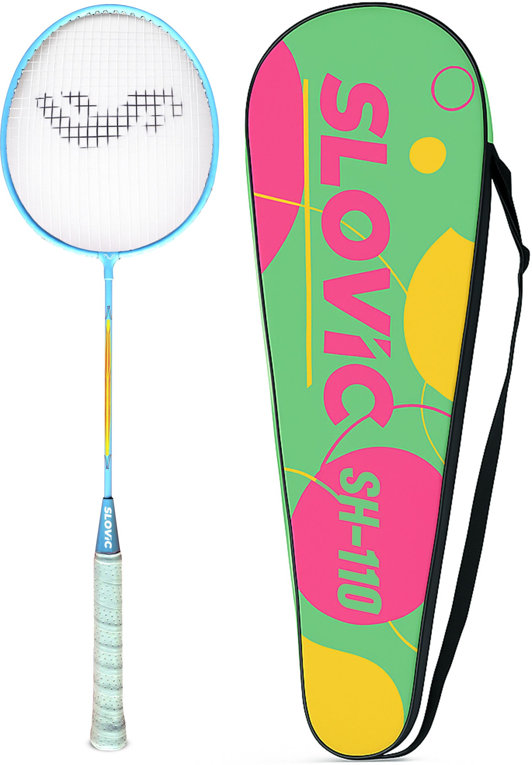 slovic Badminton Racquet | White| Aluminium Red Strung Badminton Racquet-picture-46