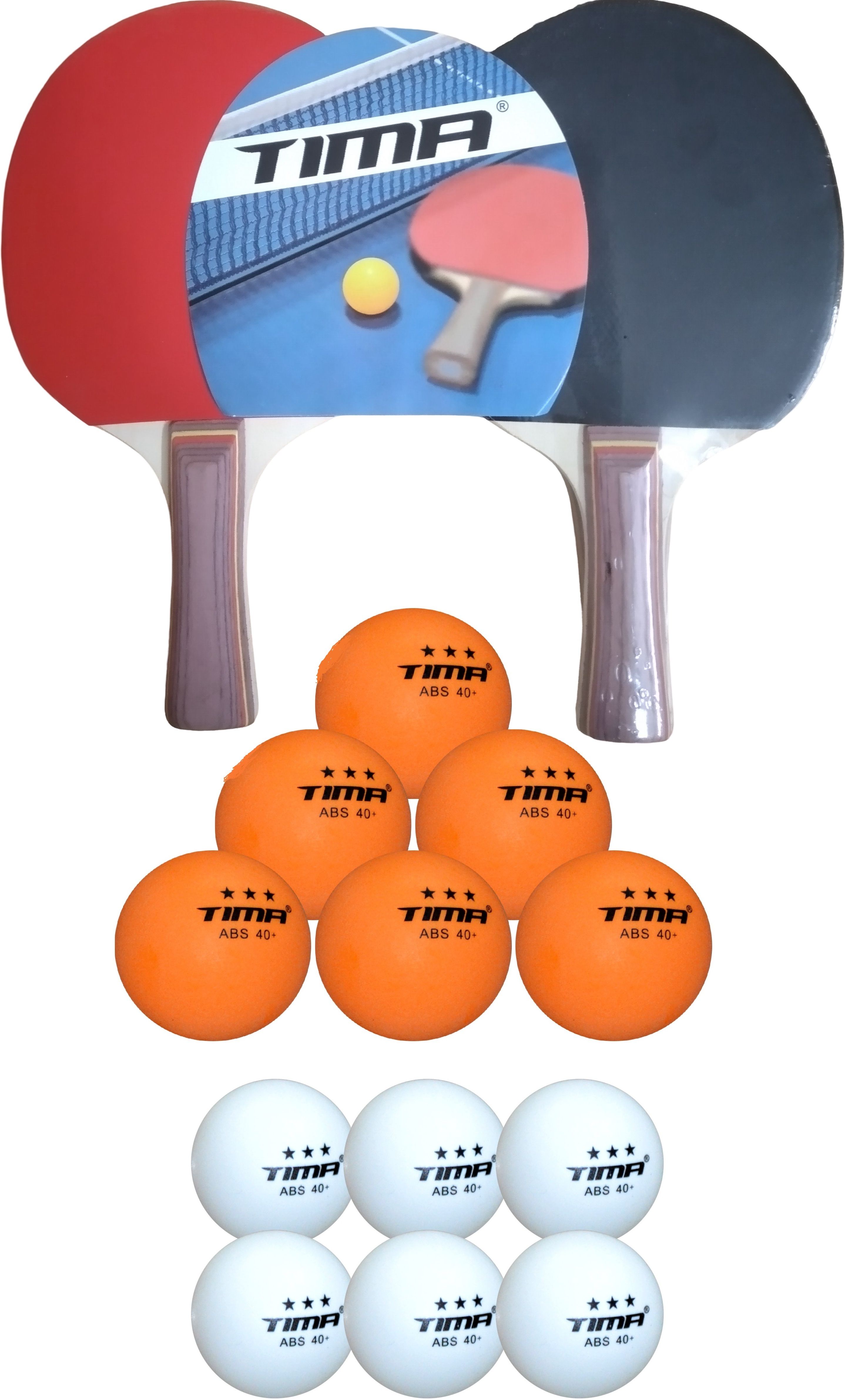 tima Ping Pong Paddles Set of 2 Table Tennis Rackets with 12 Balls Red, Black Table Tennis Racquet-picture-14