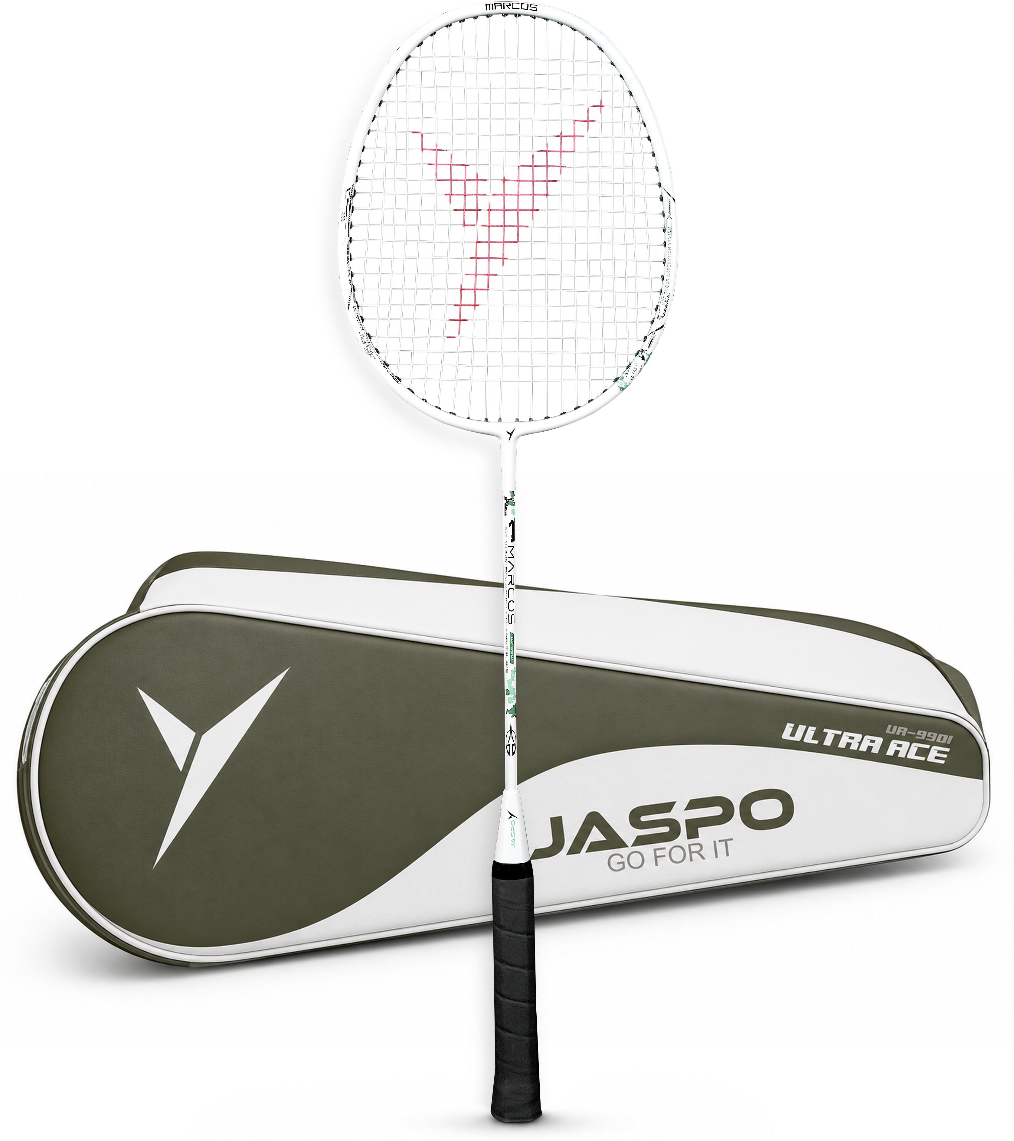 jaspo Ultra Ace-9901 Badminton Racquet | Lightweight Composite Racket | Slim Shaft White Strung Badminton Racquet-picture-26