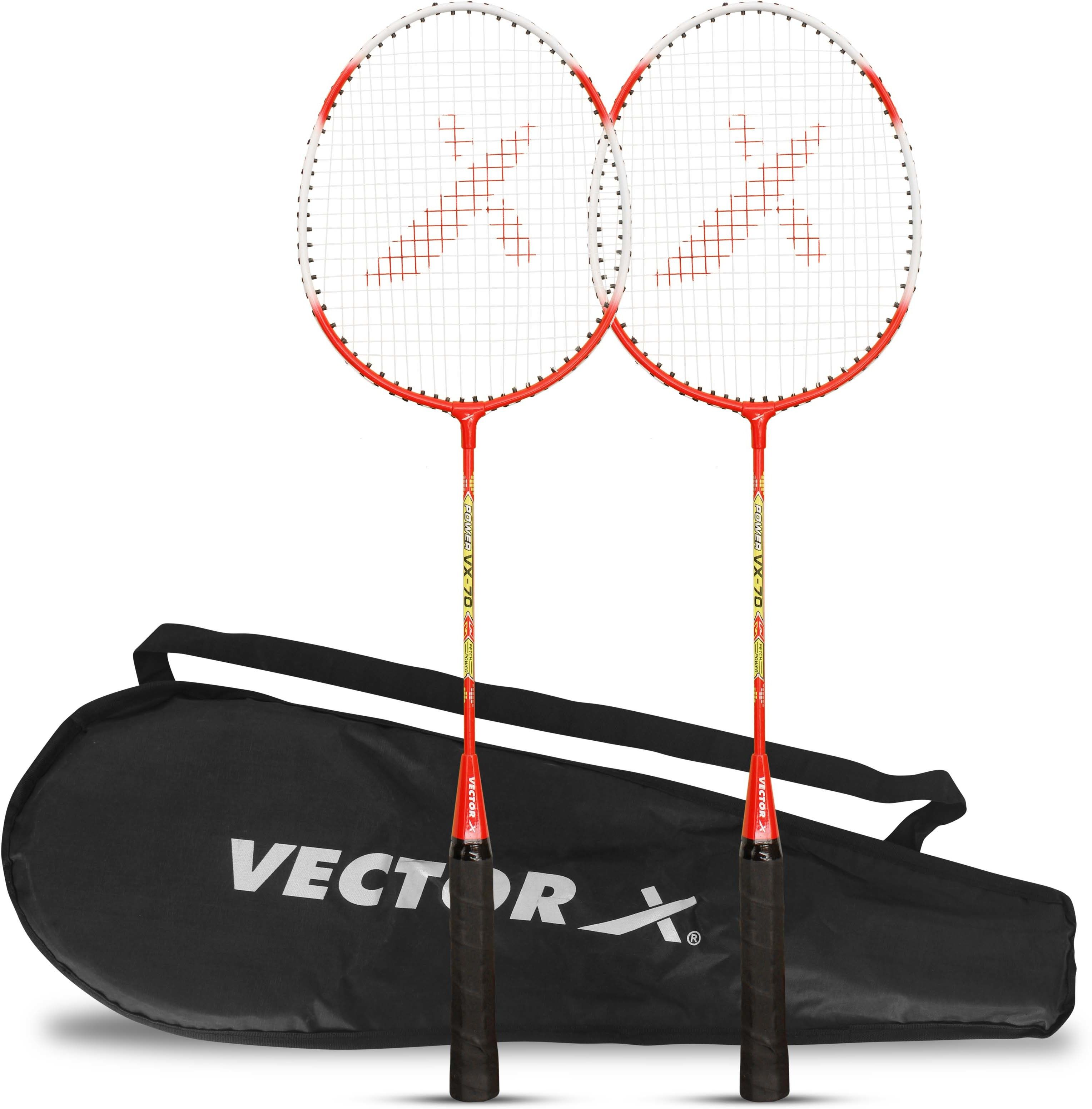 vector x VXB-70 2 Racquet With Full Cover Red Strung Badminton Racquet-picture-10
