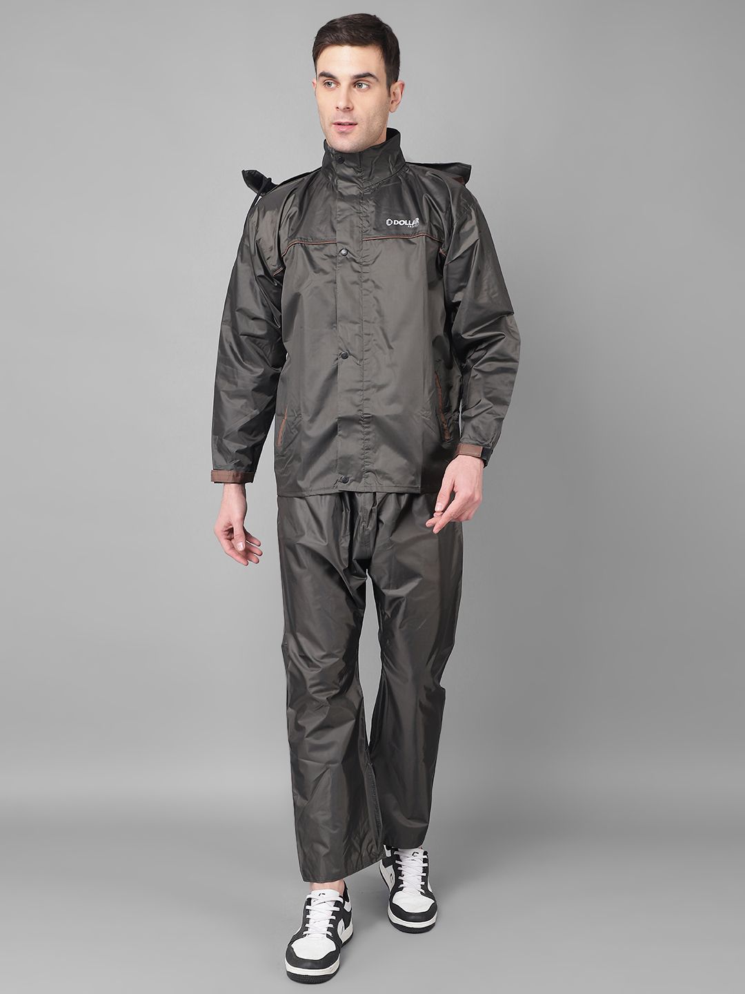 dollar Rainguard PVC Full Sleeve Sporty Look Set With Adjustable Hood and Pocket Solid Men Raincoat-picture-12