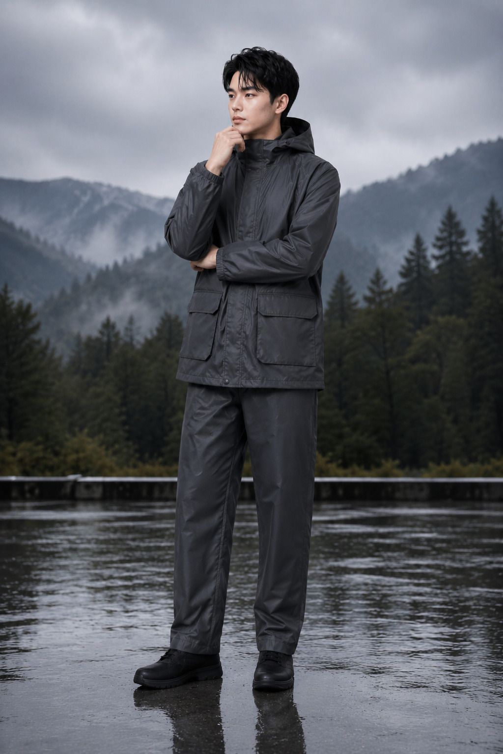 decanter Solid Men Raincoat-picture-34