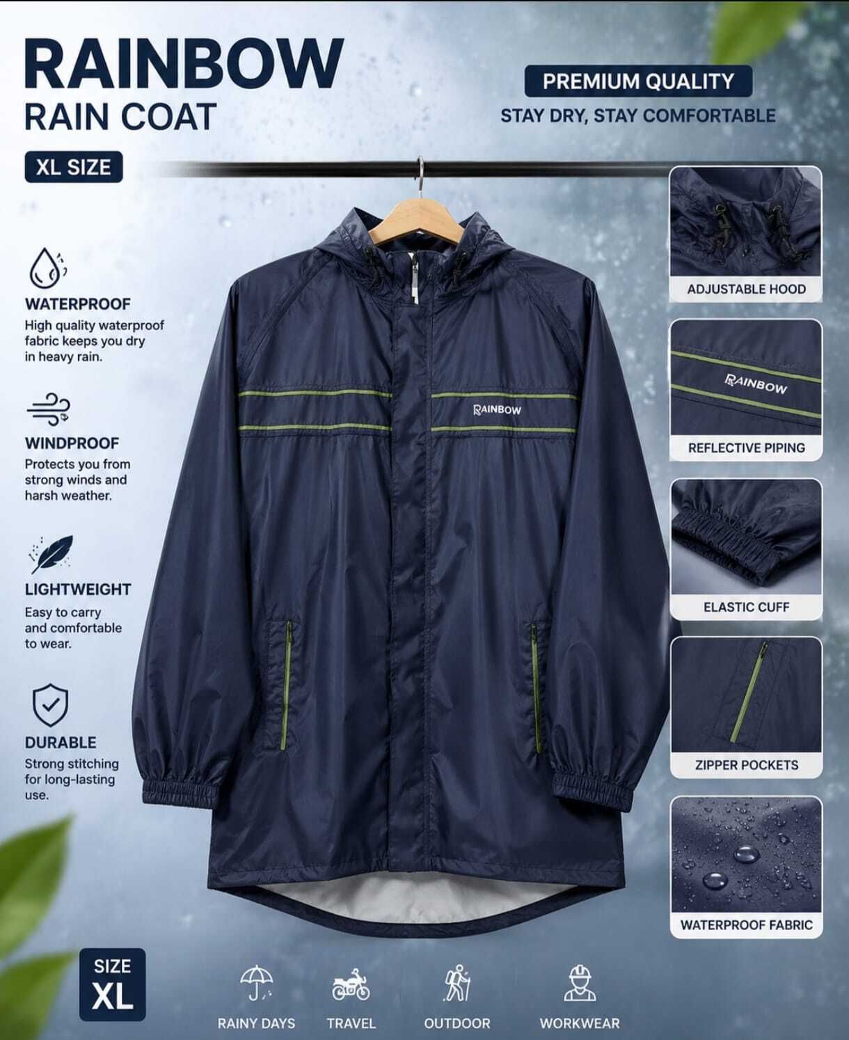 nishwahrainbow Self Design Men Raincoat-picture-22
