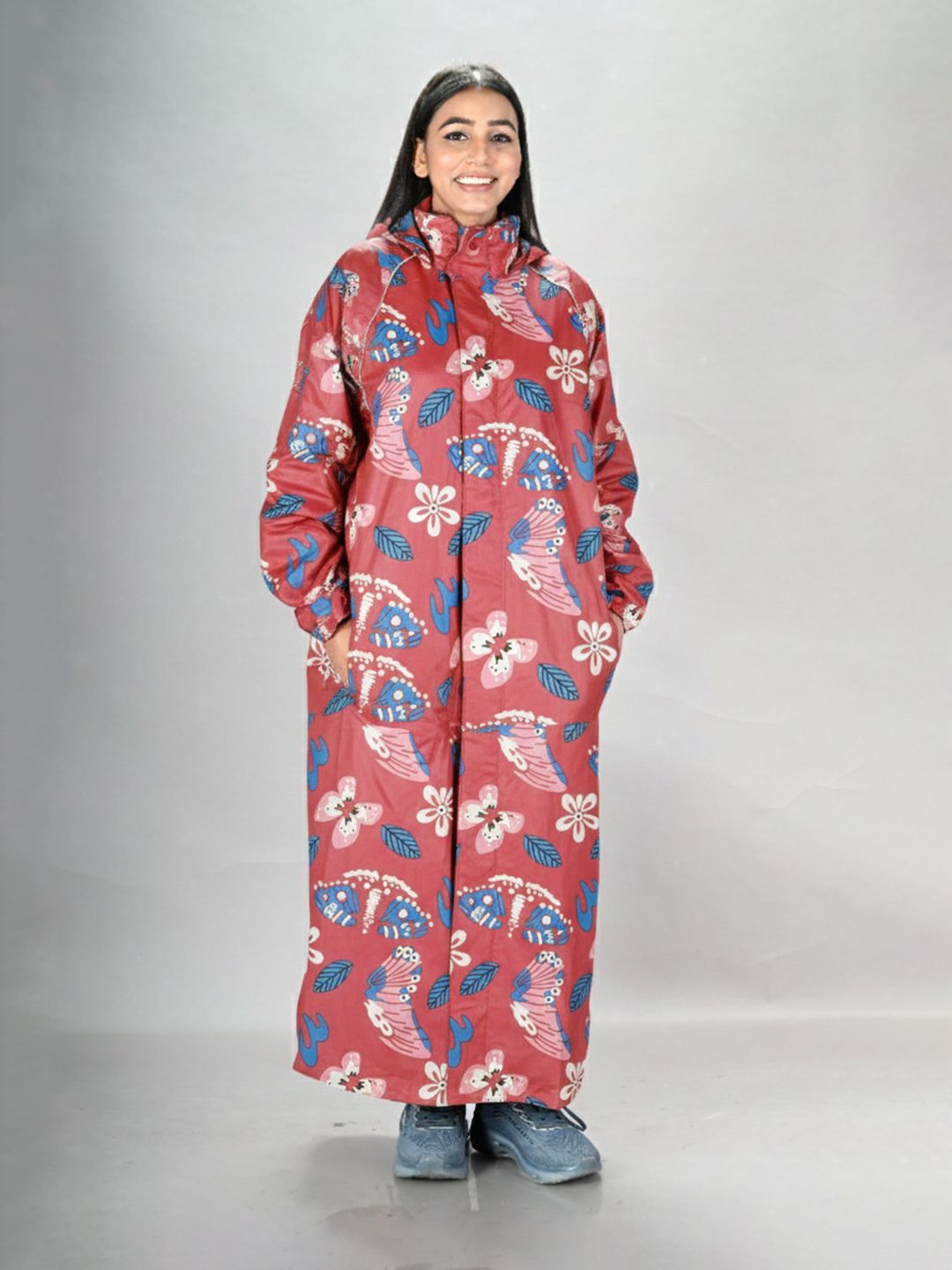 Floral Print Women Raincoat-image-21
