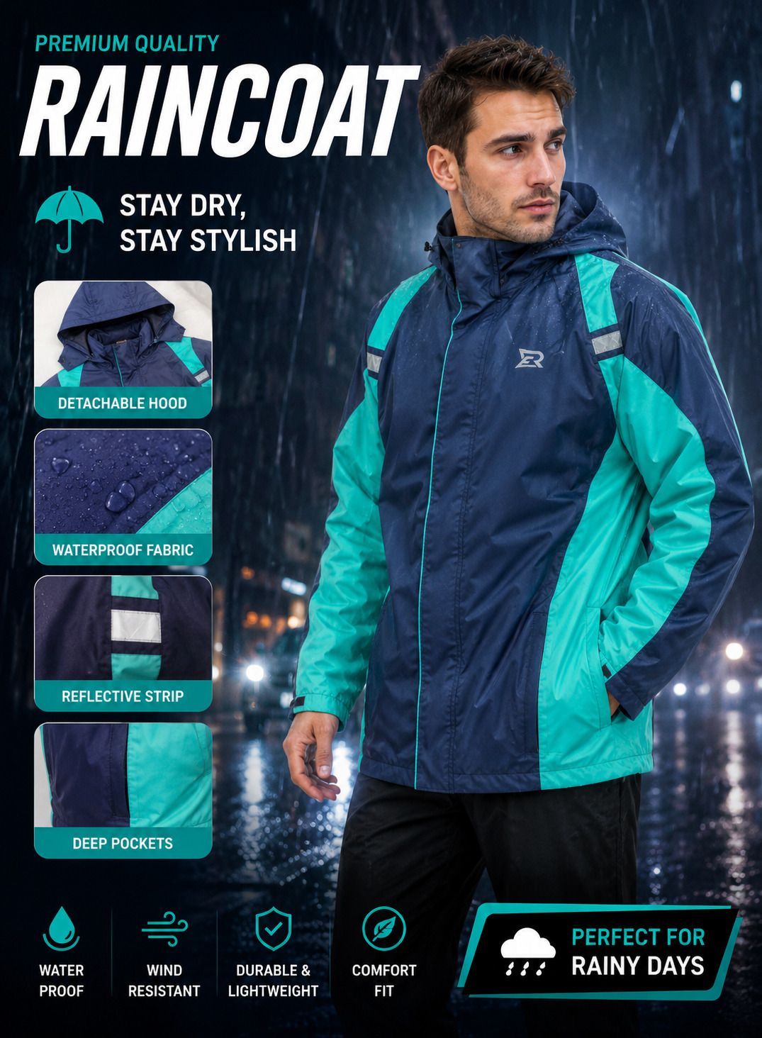 eversine Colorblock Men Raincoat-picture-16