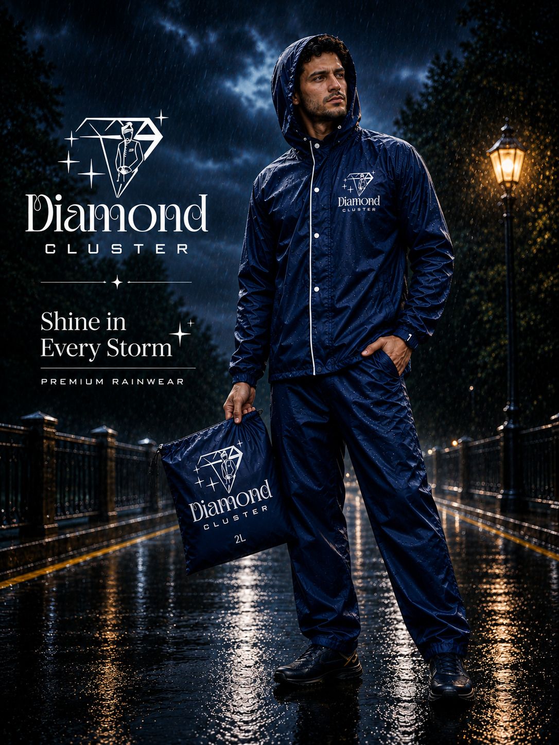 diamond cluster Graphic Print Men Raincoat-picture-27