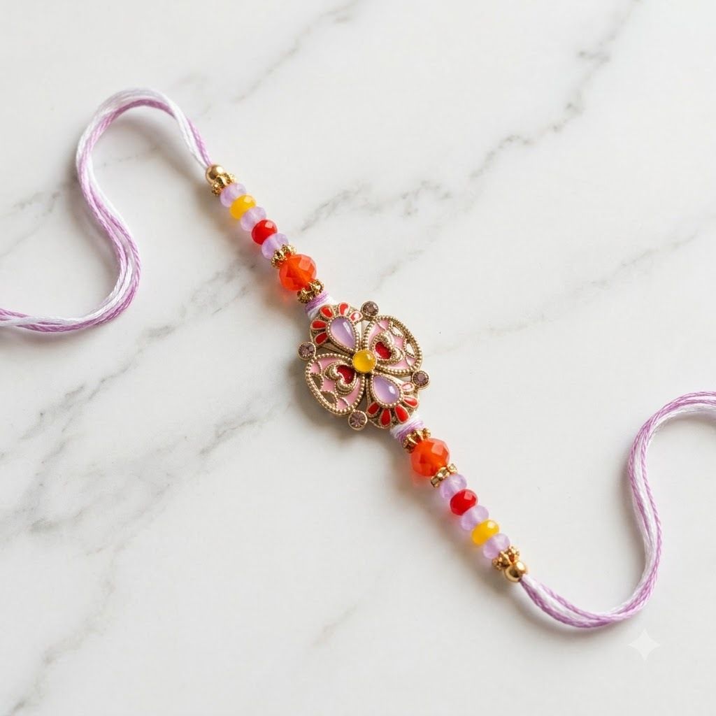 Designer Pendent Bhai Rakhi | Raksha Bandhan Rakhi for Brothers | Rakhi for Kids | Mens Pearl, Mauli Thread Rakhi Set-image-12