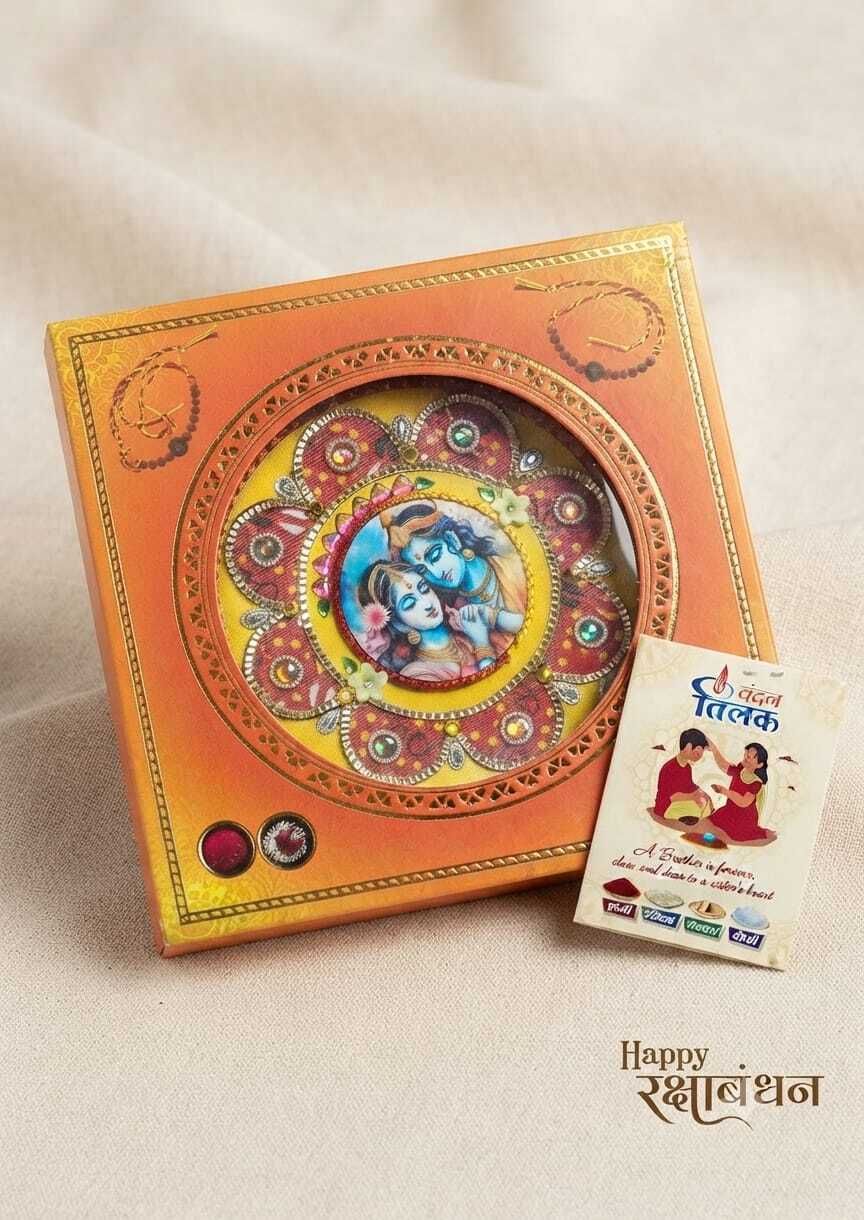 Bhaiya Bhabhi Premium Bhaiya Bhabhi Rakhi & Tilak Set – Traditional Raksha Bandhan Gift Combo Assorted Chawal Roli Pack, Rakhi Set-image-0