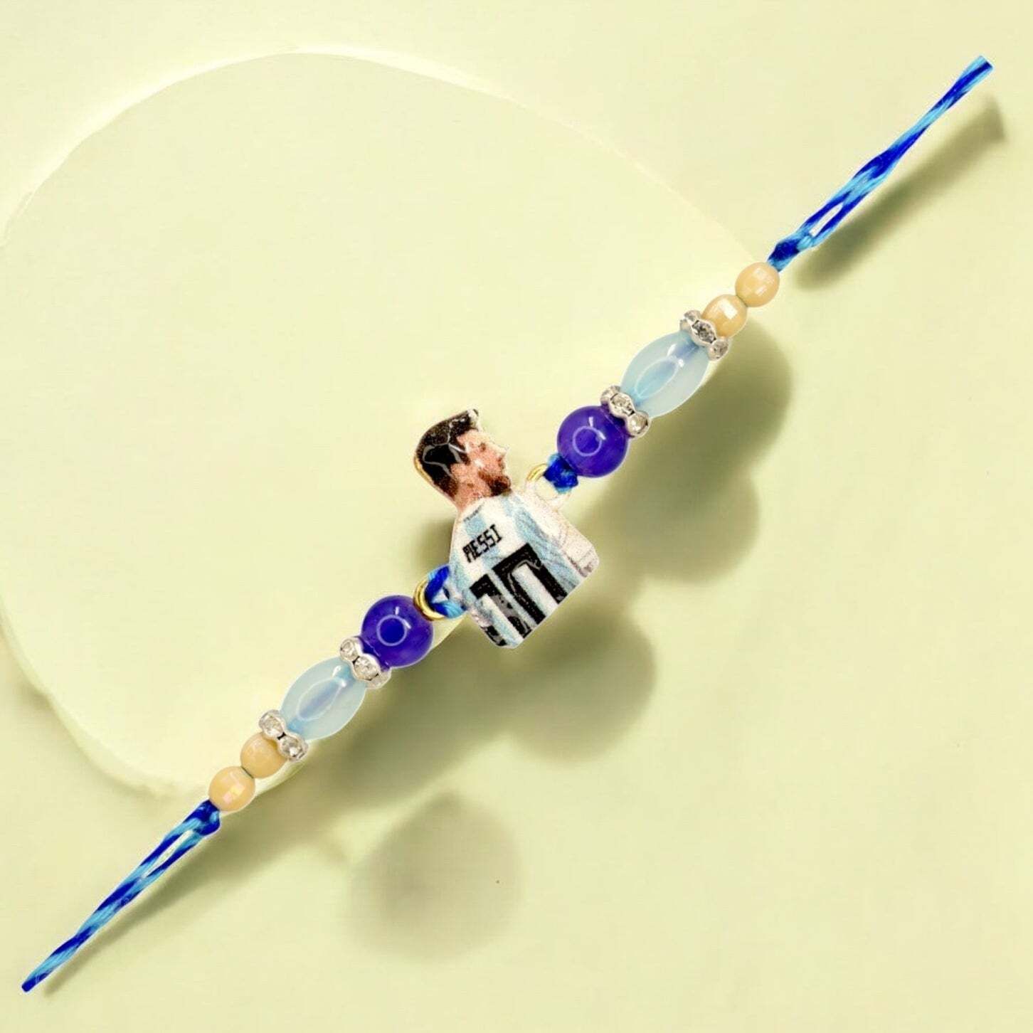 Kids New-Rakhi-Football Messi -51 Assorted, Kundan, Mauli Thread, Gold Finish Rakhi, Chawal Roli Pack, Greeting Card Set-image-26