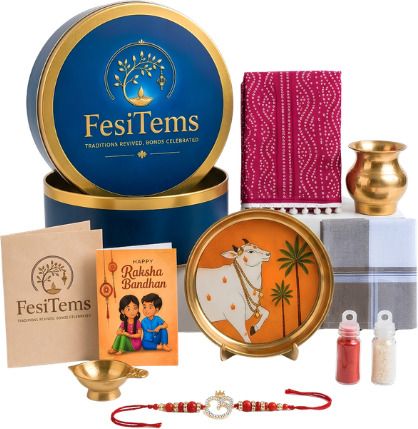 Designer Premium Royal Rakhi Gift Set Kundan, Mauli Thread Badge, Chawal Roli Pack, Diya, Greeting Card, Handkerchief, Rakhi, Thali, Mug Set-image-30