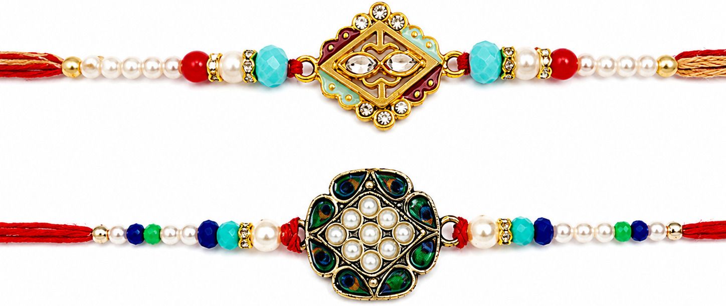 Designer Designer Rakhi Set of 2 for Brother | Premium Fancy Combo Rakhi Assorted Rakhi Set-image-24