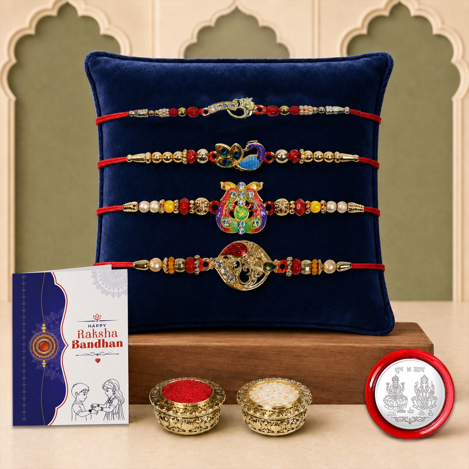 deodap Designer Rakhi With Rakhi|Roli-chawal|Coin|Greeting Card_K4_1216+1181+1831+1728 Assorted Rakhi Set-picture-11
