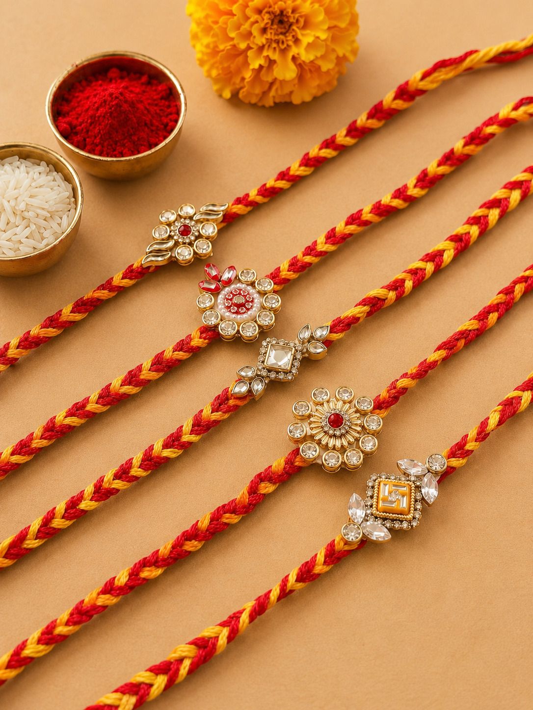 araaha Designer ARAR_1032N Kundan Chawal Roli Pack Set-picture-0