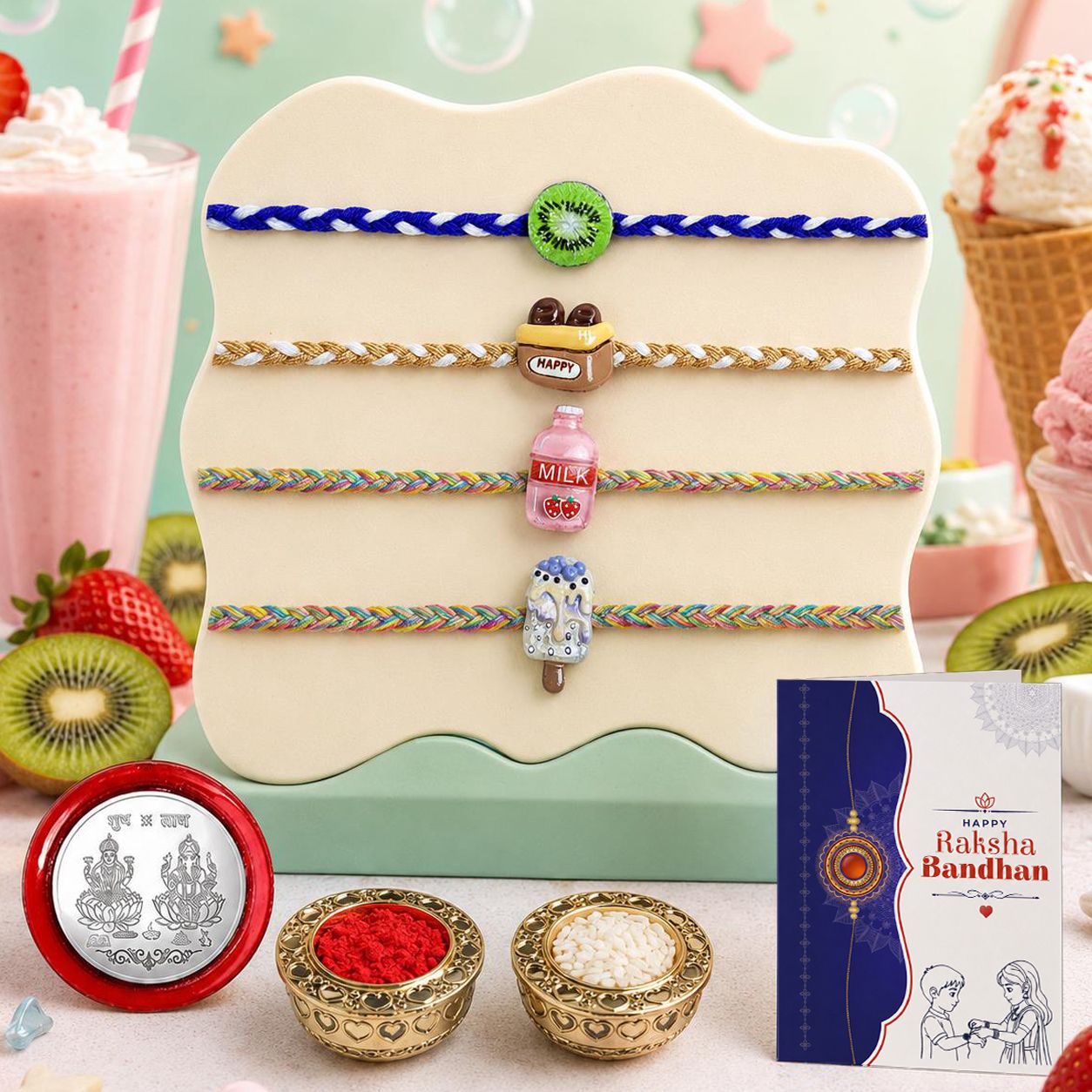 deodap Designer Rakhi With Rakhi|Roli-chawal|Coin|Greeting Card_K4_1685+1661+1655+1665 Assorted Rakhi Set-picture-26
