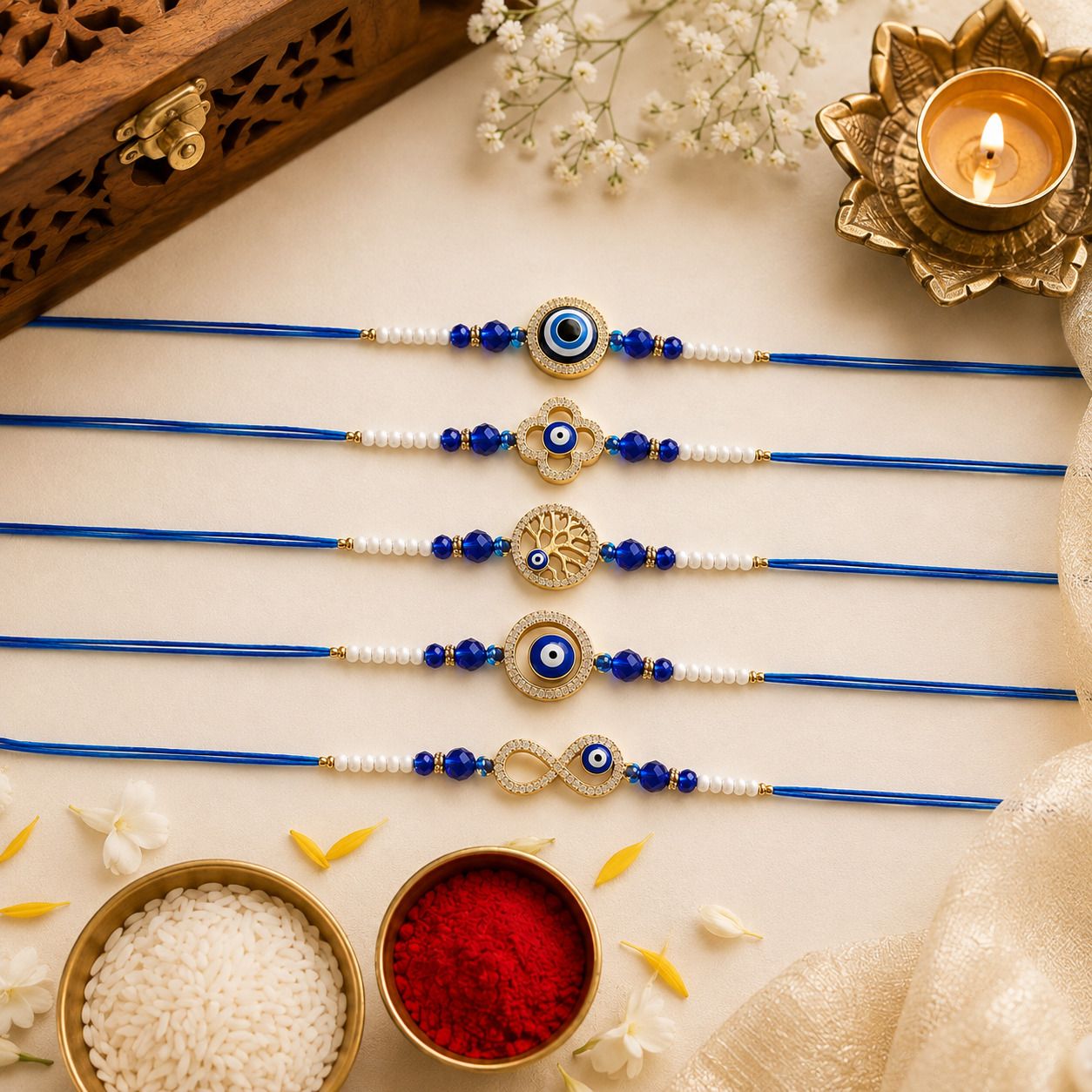 ecraftindia Designer D2185 Assorted Rakhi Set-picture-12