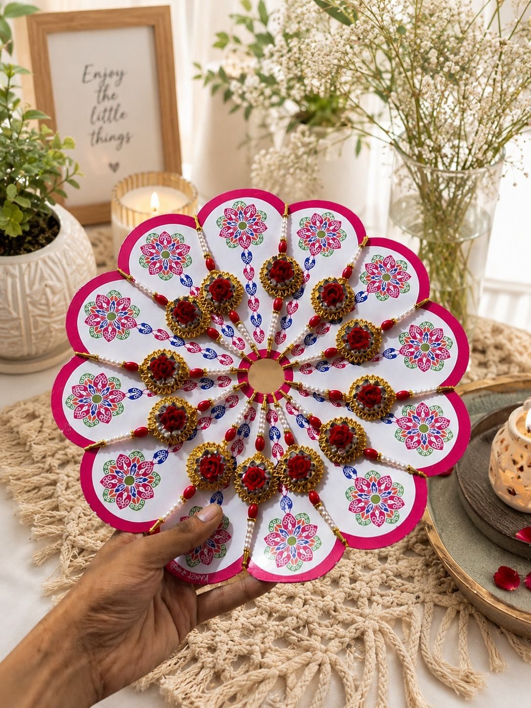 Designer Rakhi Combo Set Fancy Thread Rakhi Assorted Rakhi Set-image-3