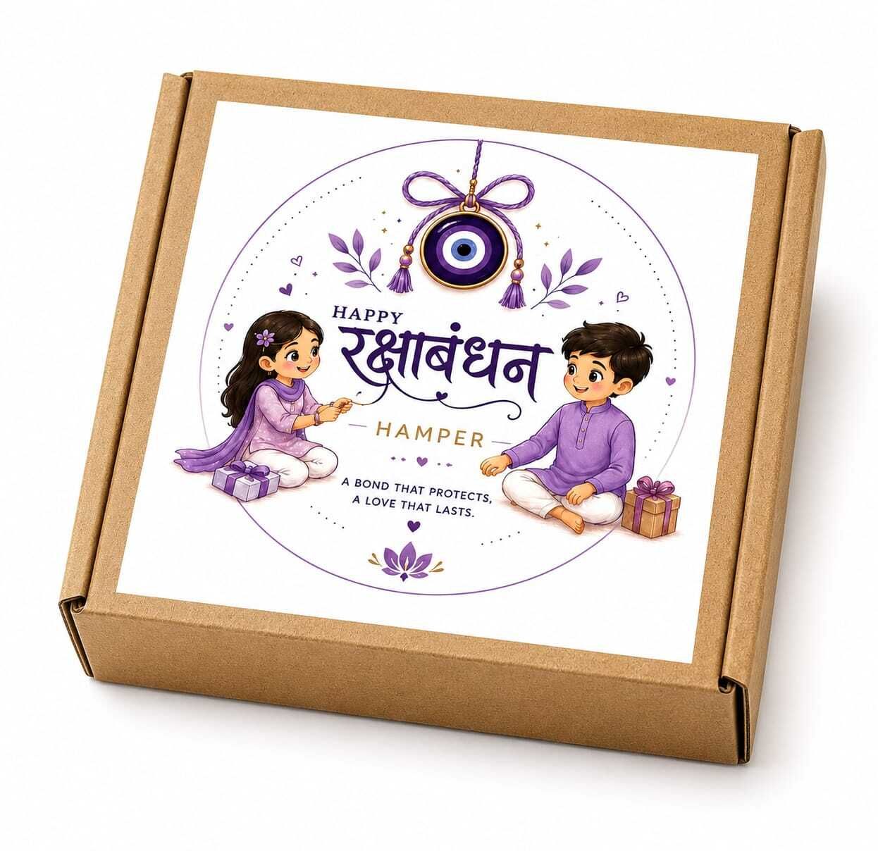 Thread EVIL EYE RAKHI Hamper – Premium Rakhi Gift Box Assorted Chawal Roli Pack, Greeting Card, Rakhi Set-image-46