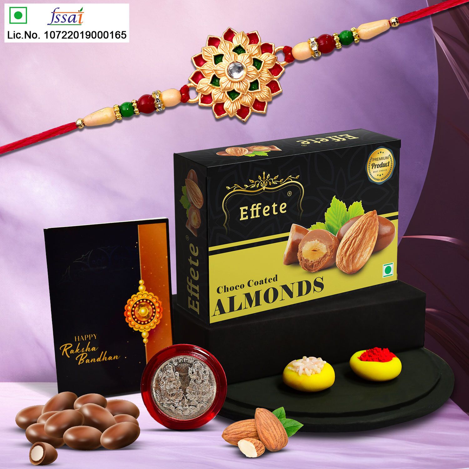 Designer Rakhi Combo for Brother with Chocolate Almond (32-GM)Rakhi Set | Y23K1_501_CA32 Assorted Rakhi Set-image-6